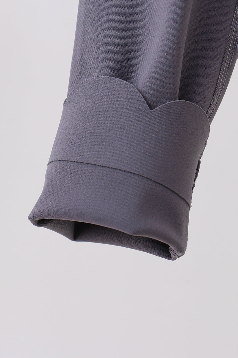 Gray Scalloped Yoga Active Leggings