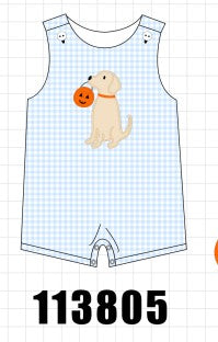 Blue Puppy Pumpkin Applique Jon Jon
