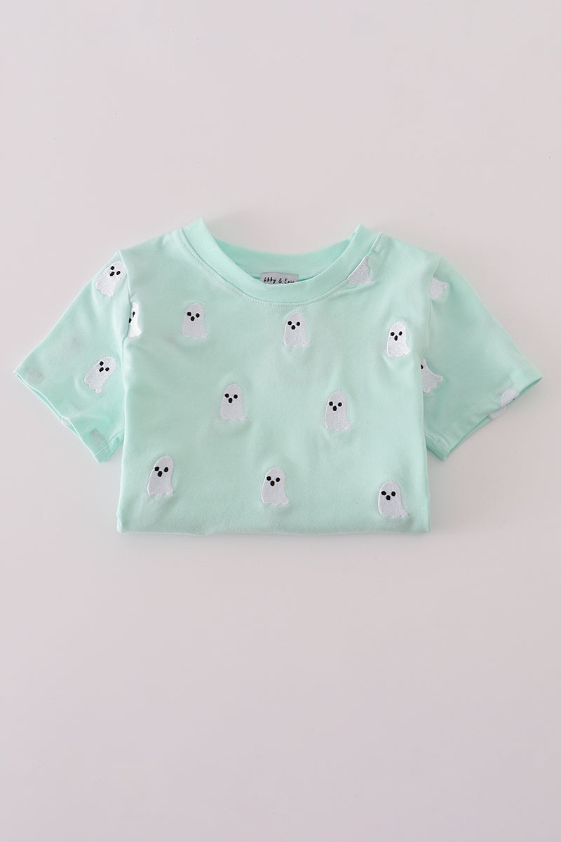 Green ghost embroidery top