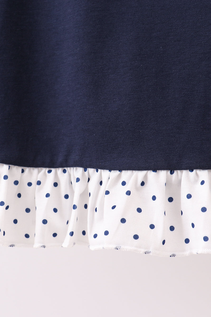 Navy nativity embroidery ruffle dress