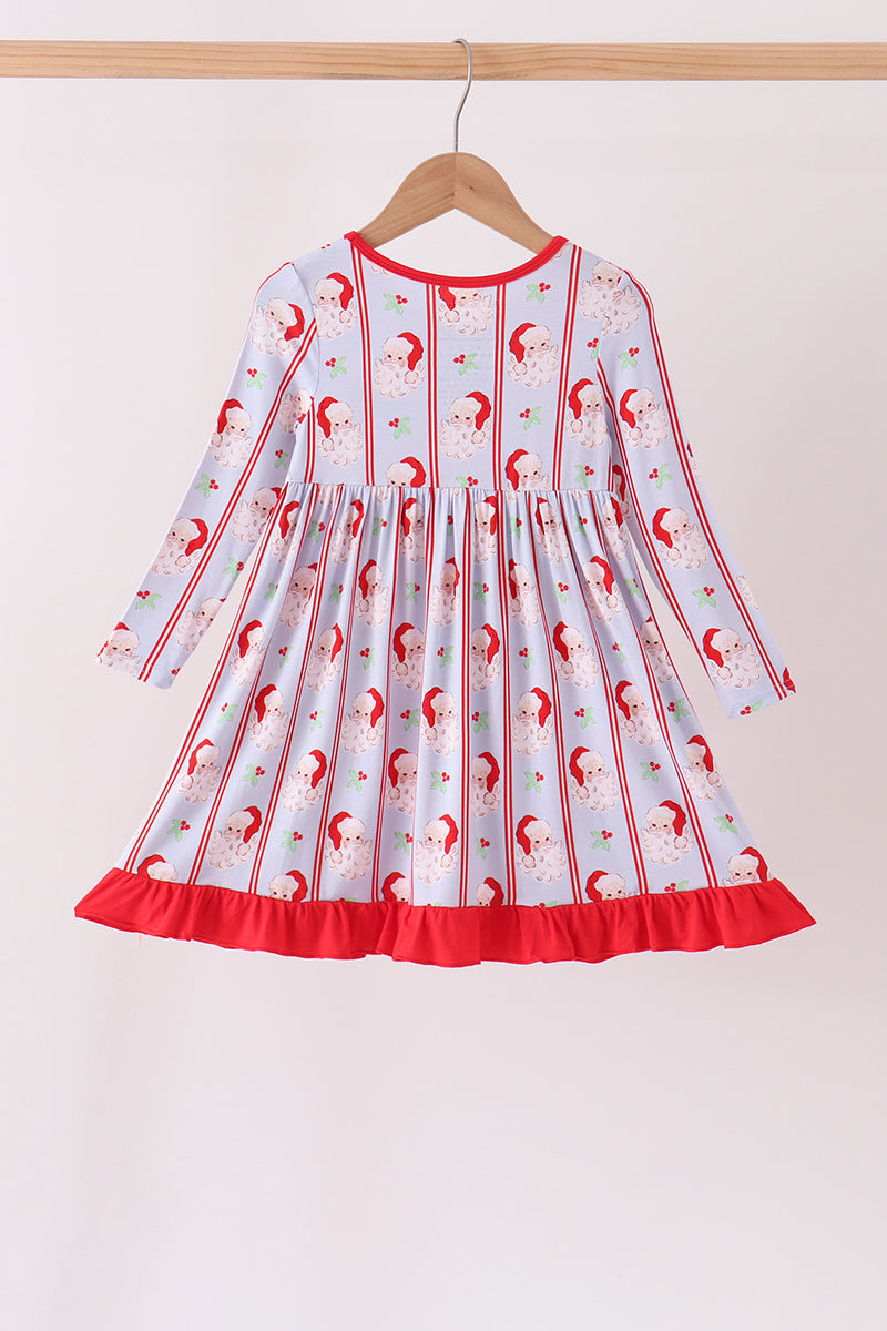 Blue santa claus bamboo ruffle dress