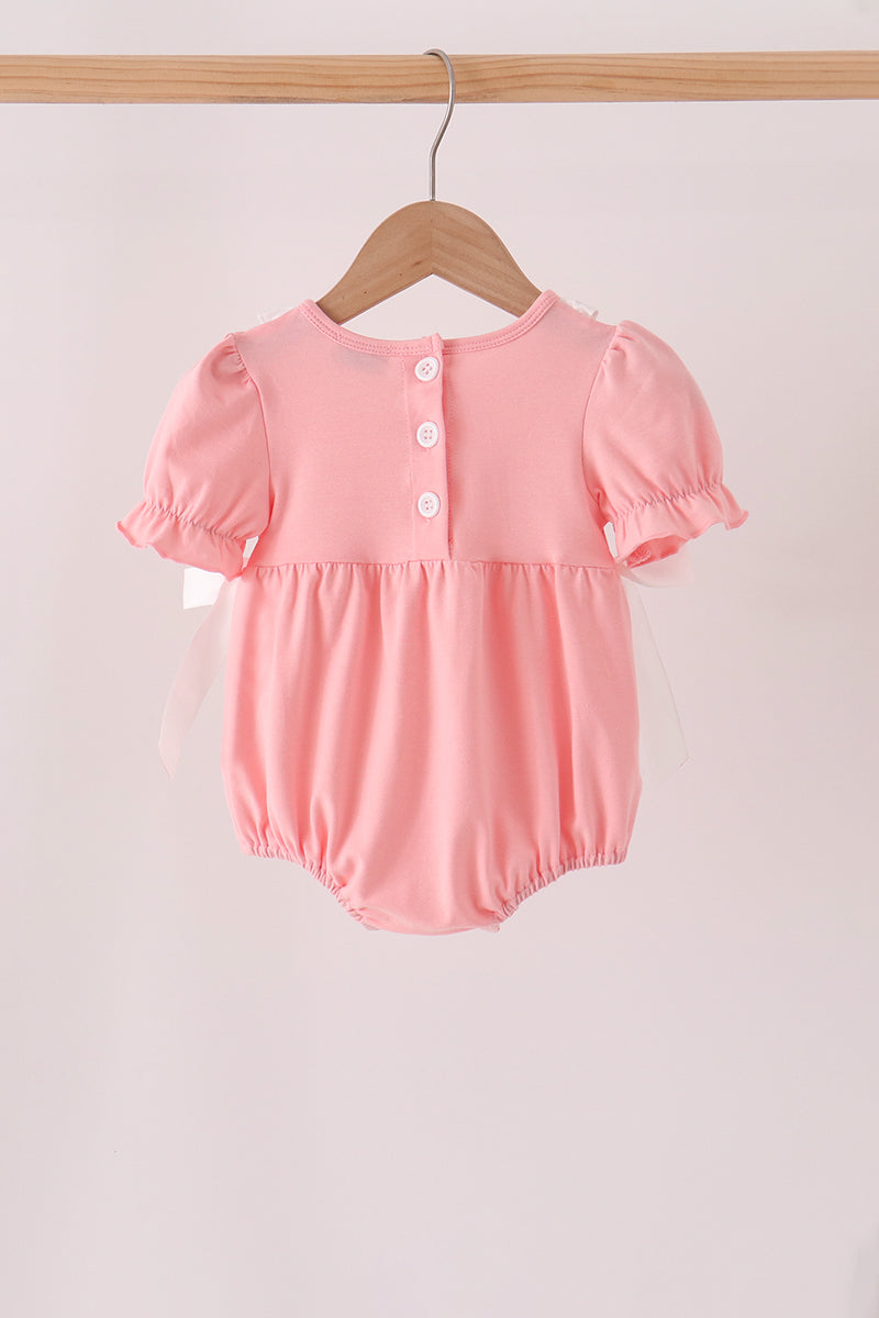 Pink pumpkin embroidery ruffle bubble