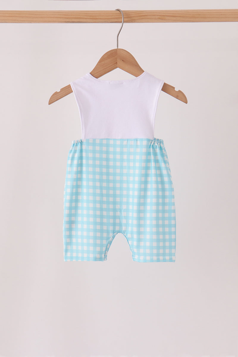 Blue pumpkin embroidery gingham jonjon