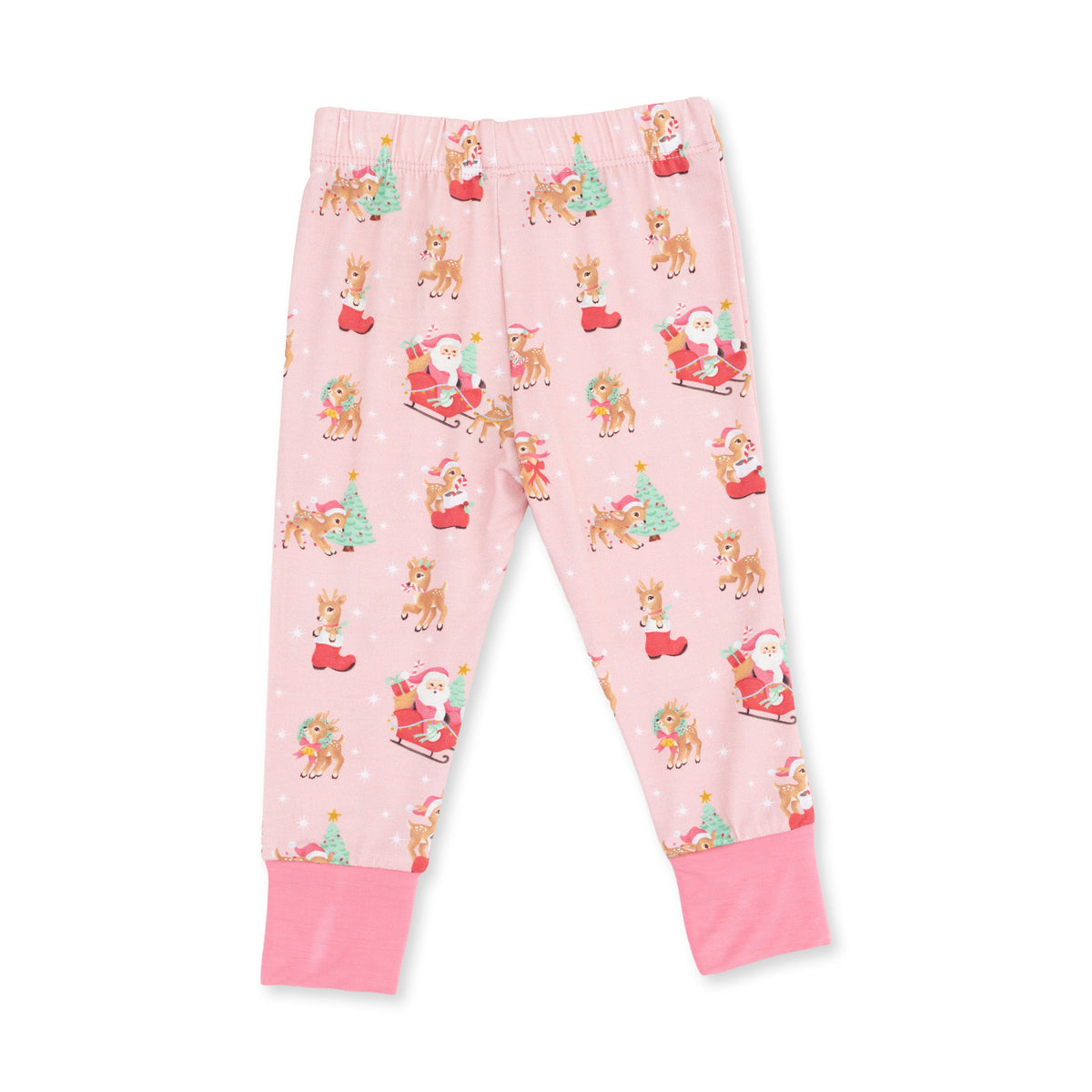 Vintage Reindeer & Santa Pink - Bamboo - Long Sleeve Loungewear Set
