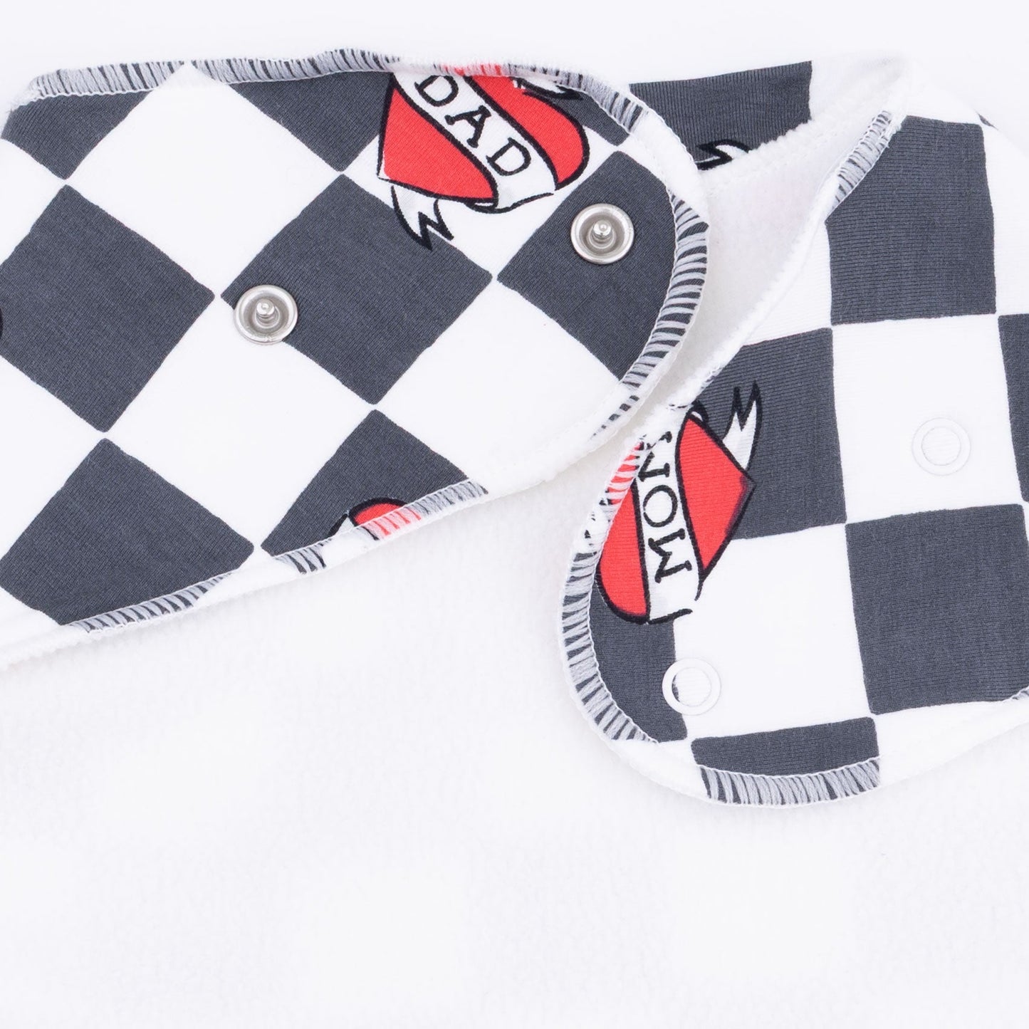 Heart Tattoo Check Black - Bandana Bib