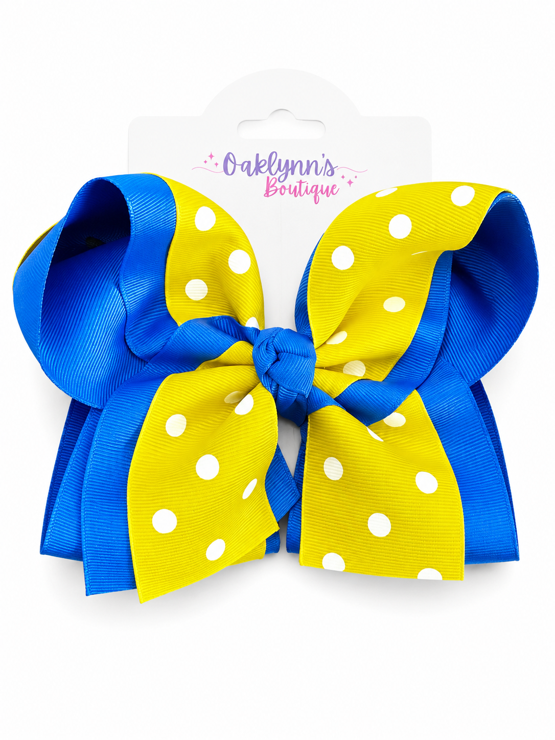 Polka Dot Blue & Gold Bow