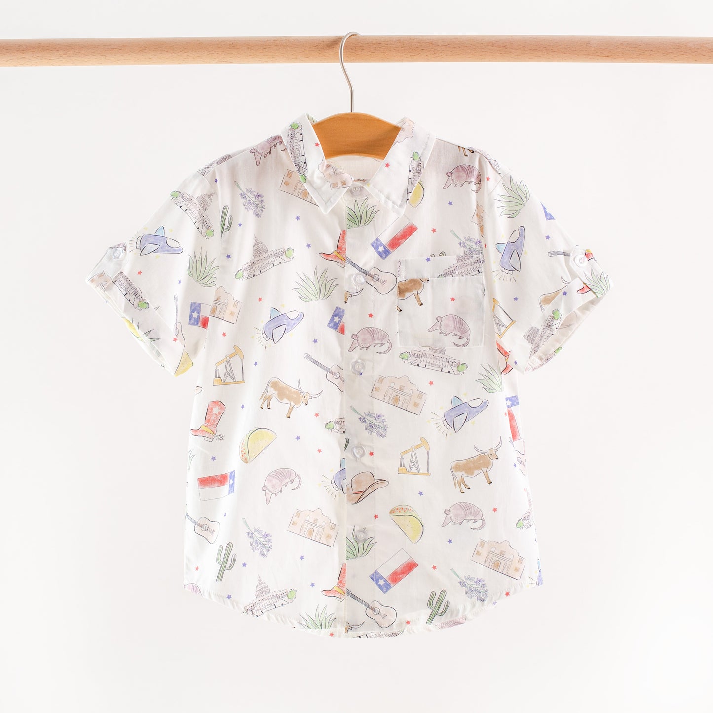 Texas Kids Short Sleeve Collared Shirt