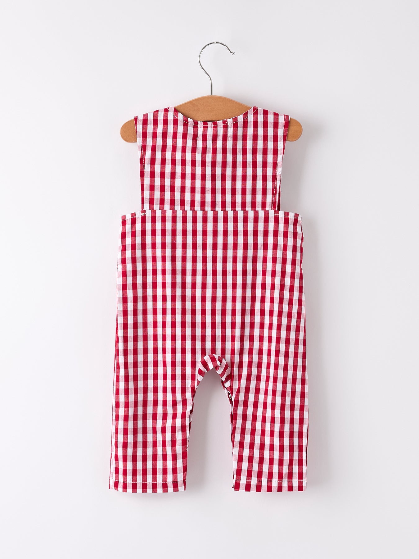 Red Plaid Smocked Church Christ Bishop Christening Baby Boys' Romper