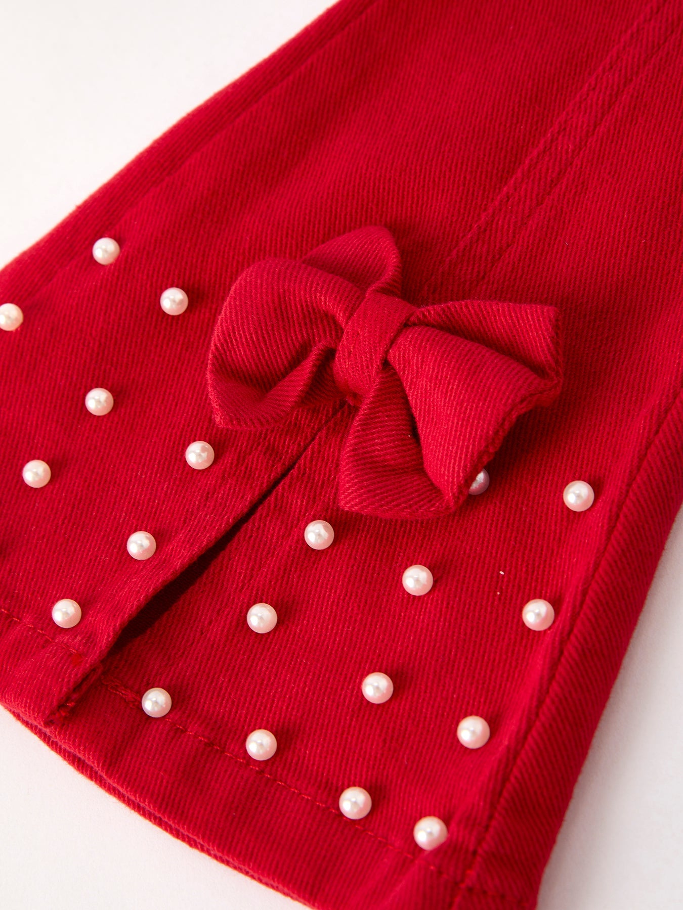 Dark Red Flared Elastic Jeans