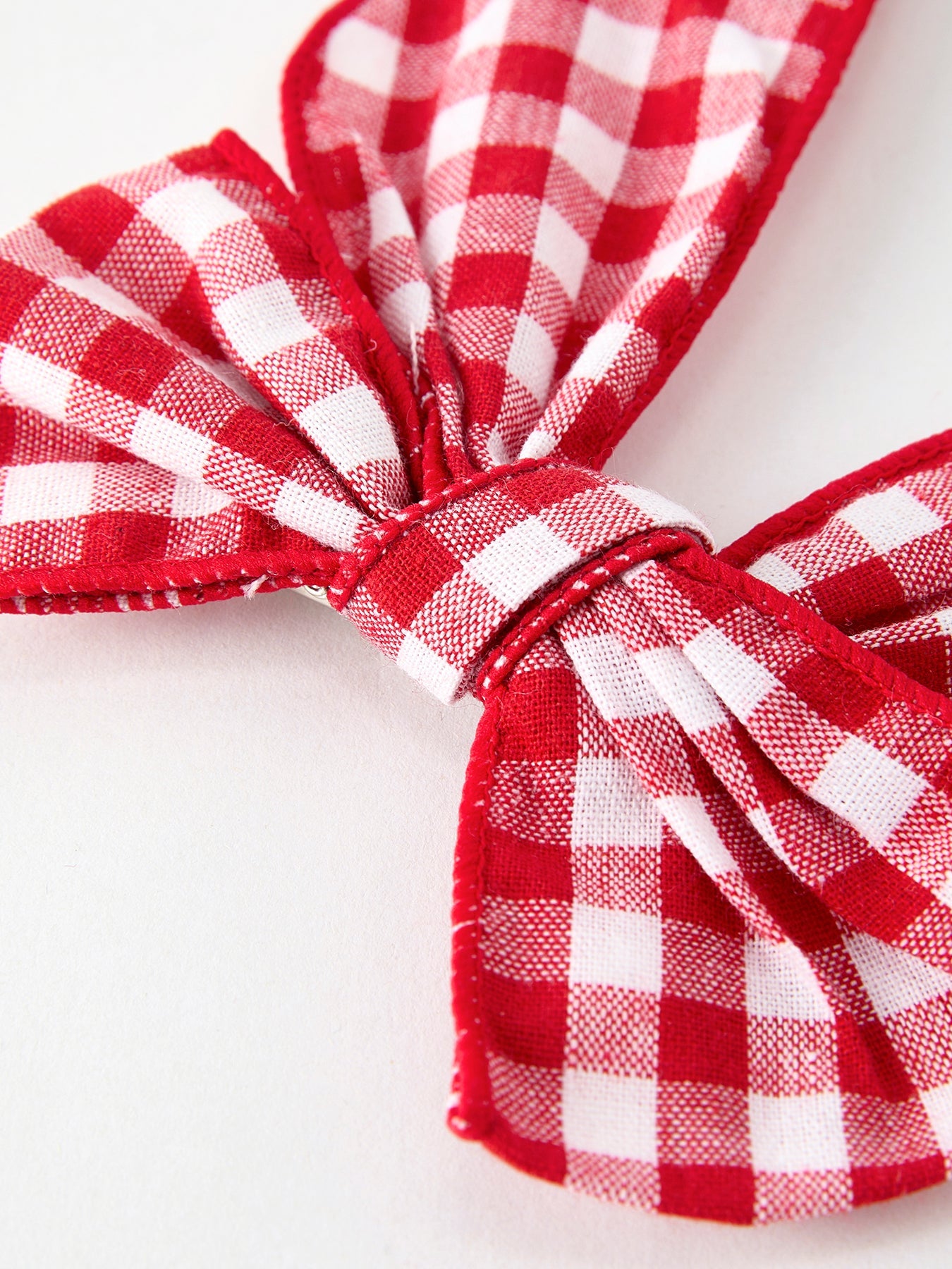 Christmas Red and White Plaid Bow 5 Inch Hairpin