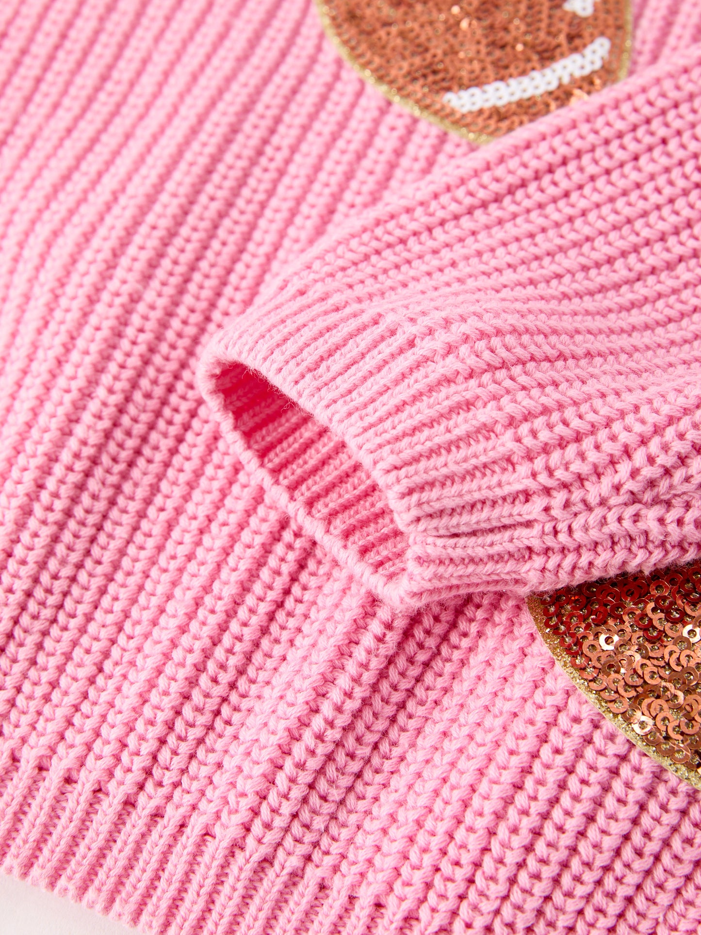 Winter Pink Football Girls Pullover Sweater