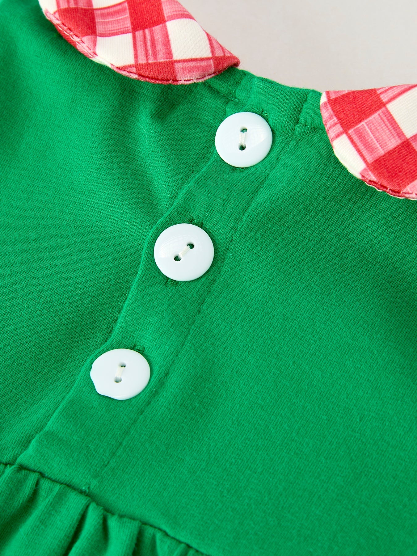 Christmas Character Candy Embroidery Green Baby Girls Romper