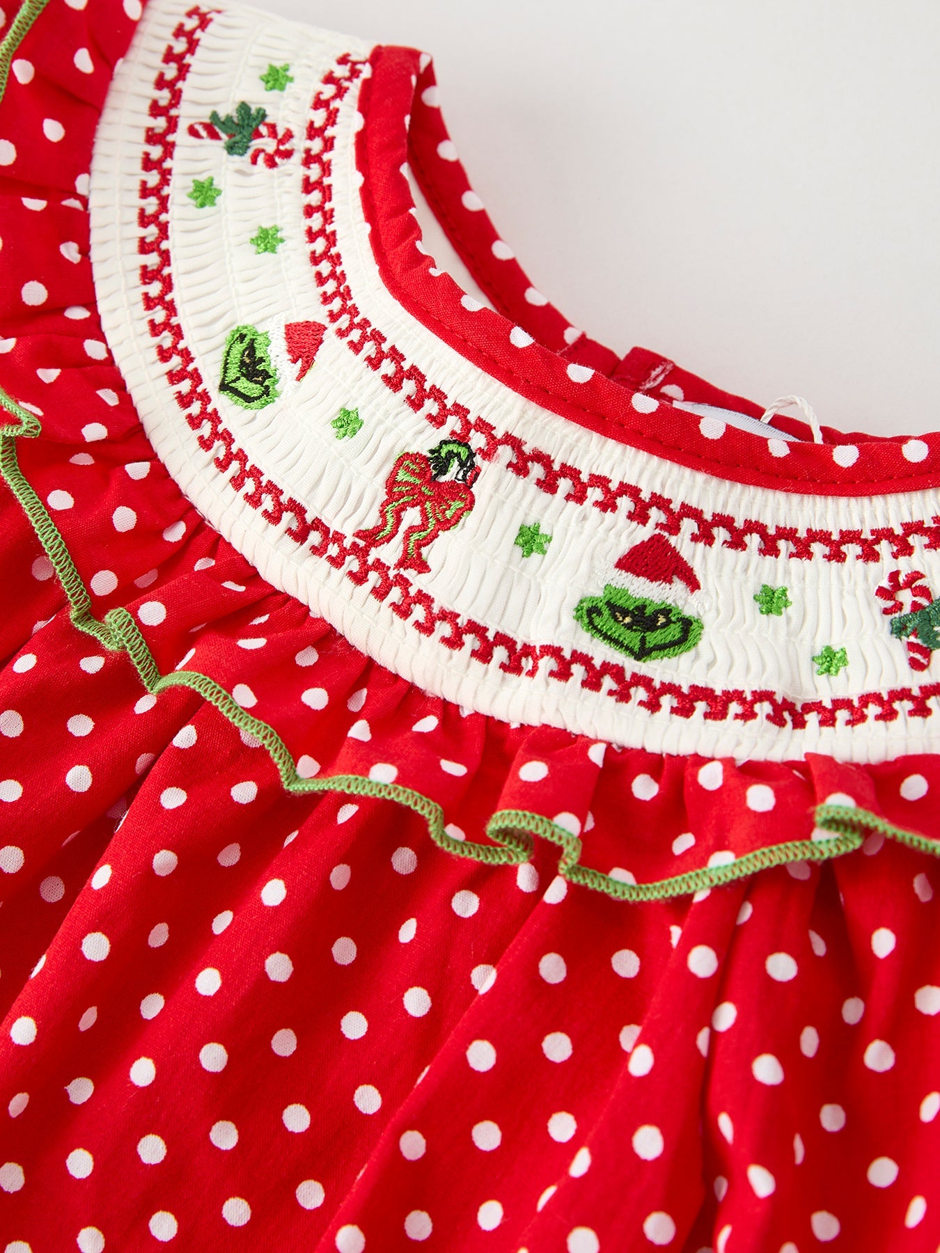 Christmas Cheer: Red Holiday Baby Girls Romper with Cute Embroidery