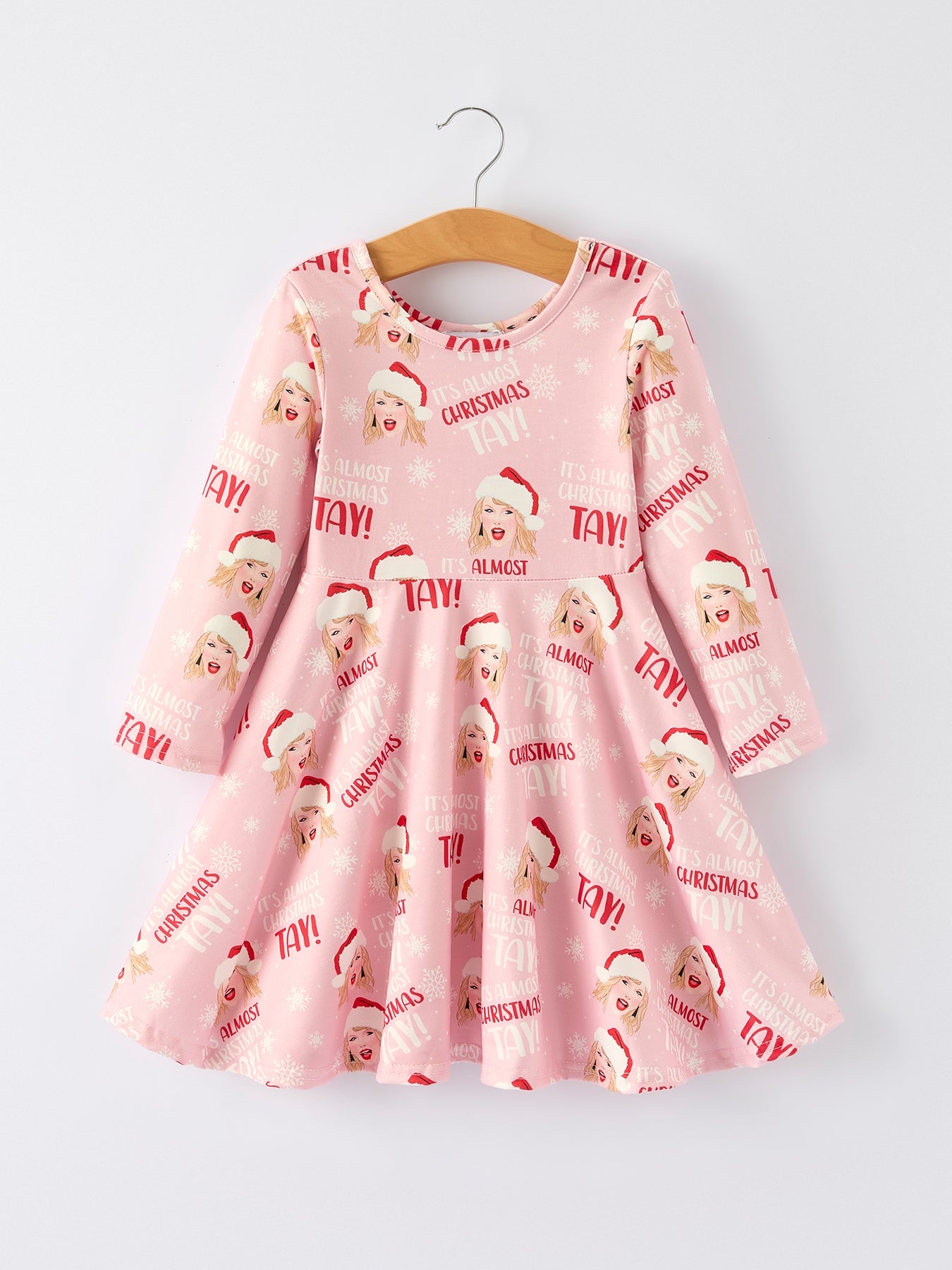 Christmas Ts Twirly  Print Girls Milk Silk Dress