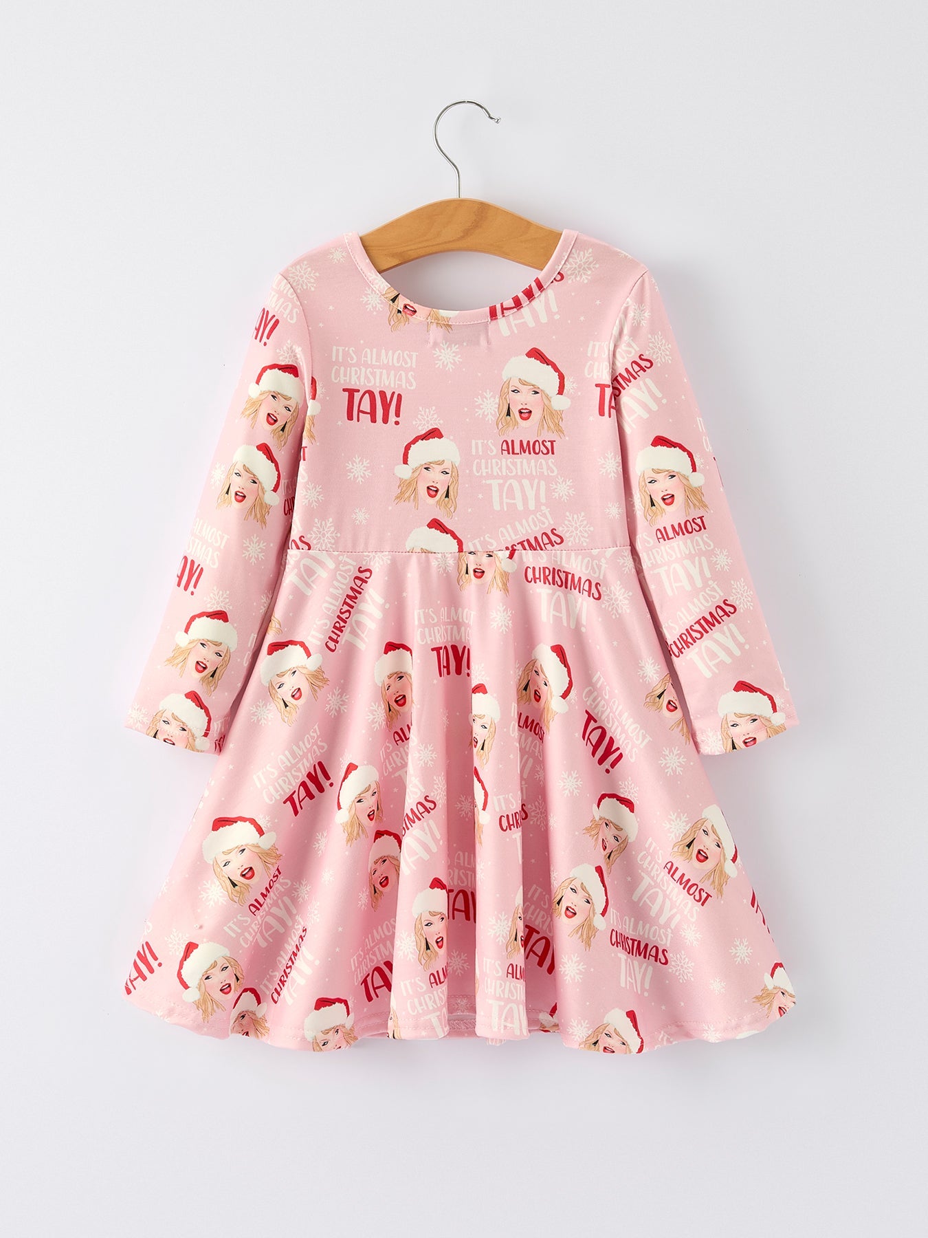 Christmas Ts Twirly  Print Girls Milk Silk Dress
