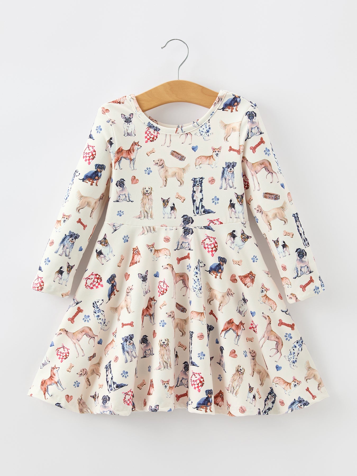dog fall dress Print Girls Long Sleeve Twirl 2 Emilia Wickstead Dog Lover Maxi Dress Spring Wedding Guest Dresses Colour:White + Grey