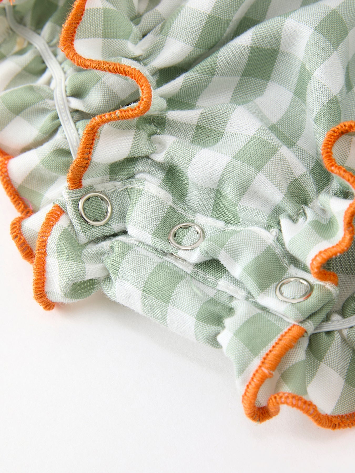 Fall Plaid Baby Girl Romper Pumpkin Bow Peter Pan Collar