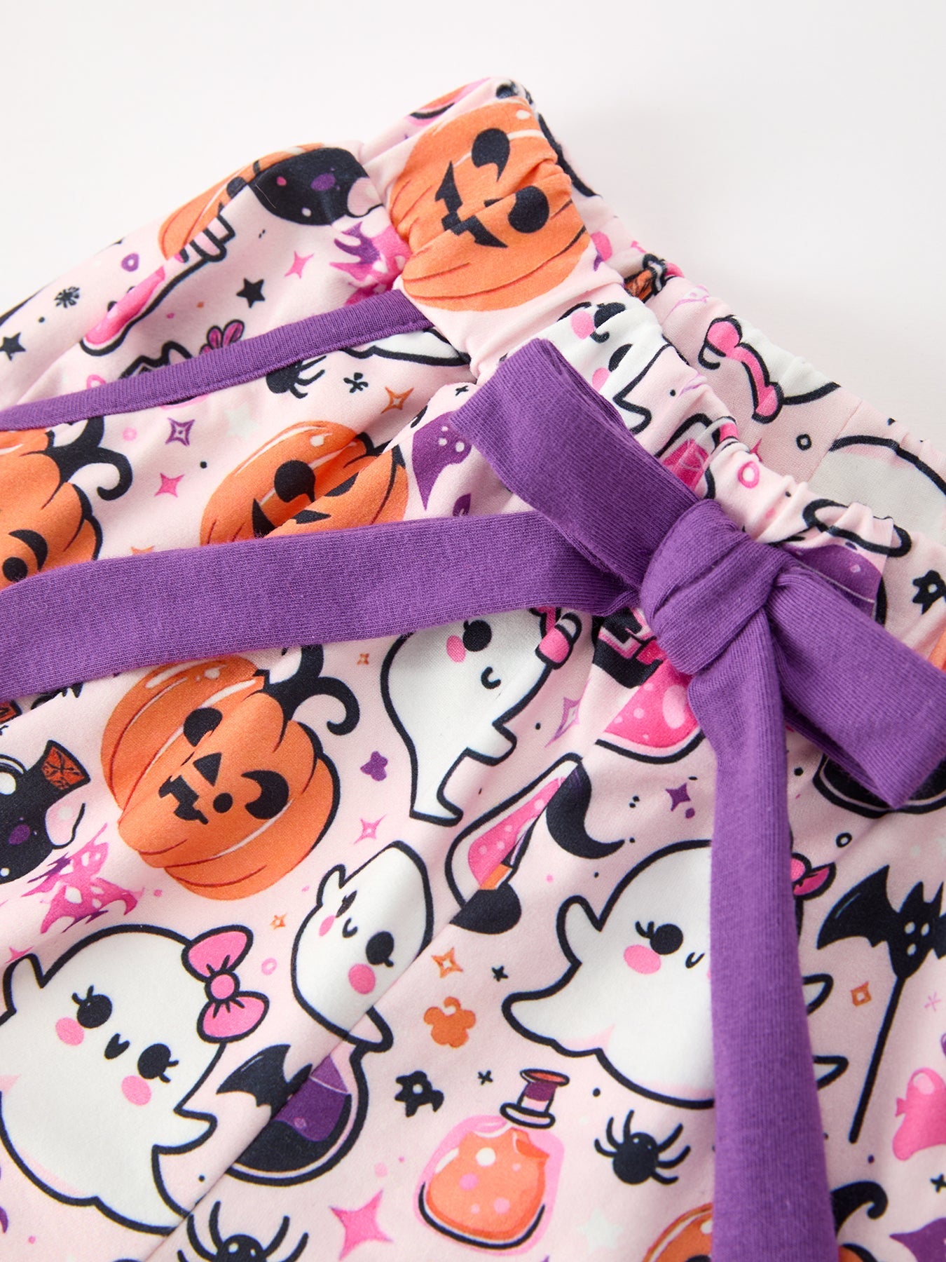 Halloween Pumpkin Ghost Print Girls Pajama Set