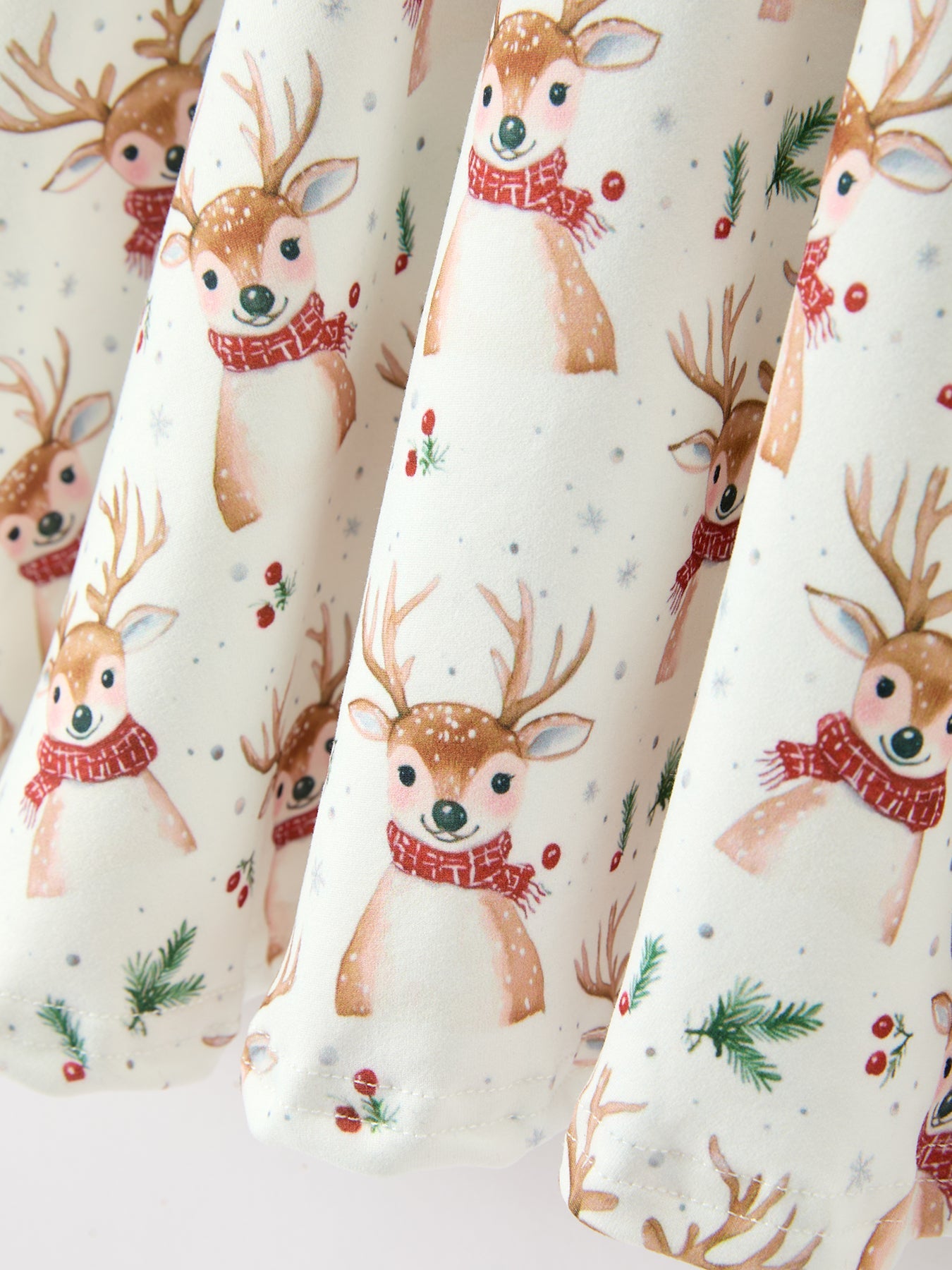 Girls Reindeer Christmas Twirl Long Sleeve Dress