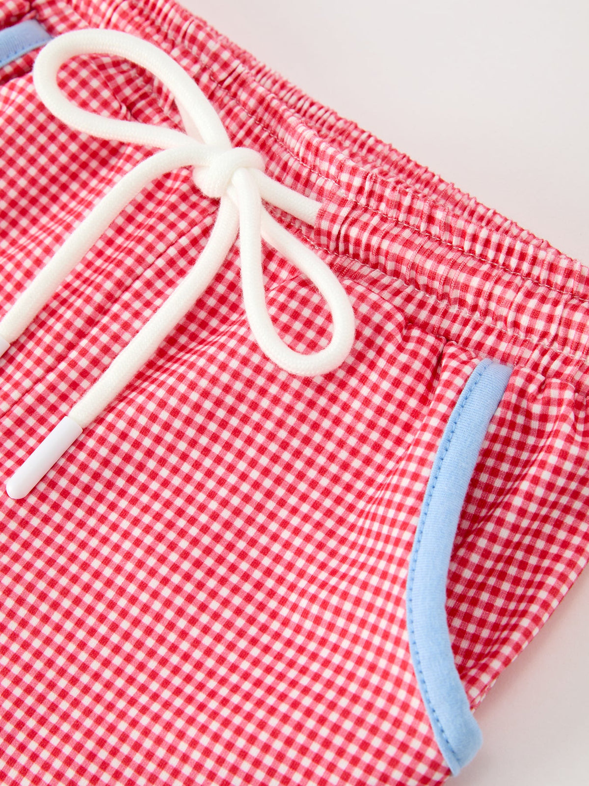 Boys Valentine's Day Blue Smocked Heart T-Shirt & Red Plaid Pants Set