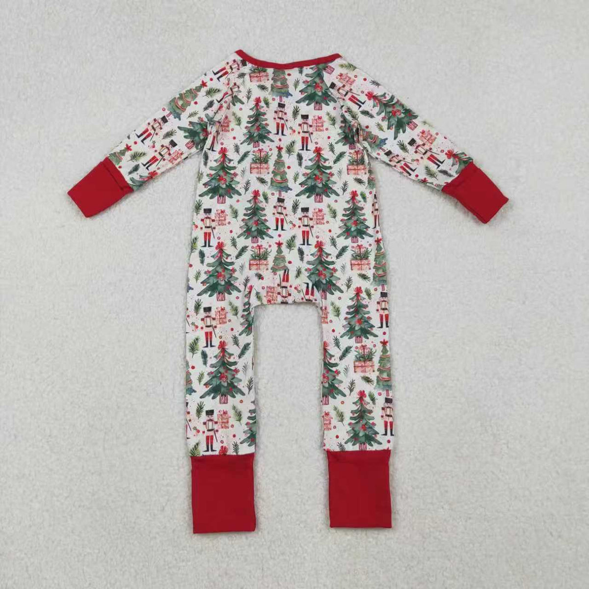 Sibling Baby Boys Christmas Trees Soldiers Gifts Top Pants Pajamas Sets Zipper Footie Rompers