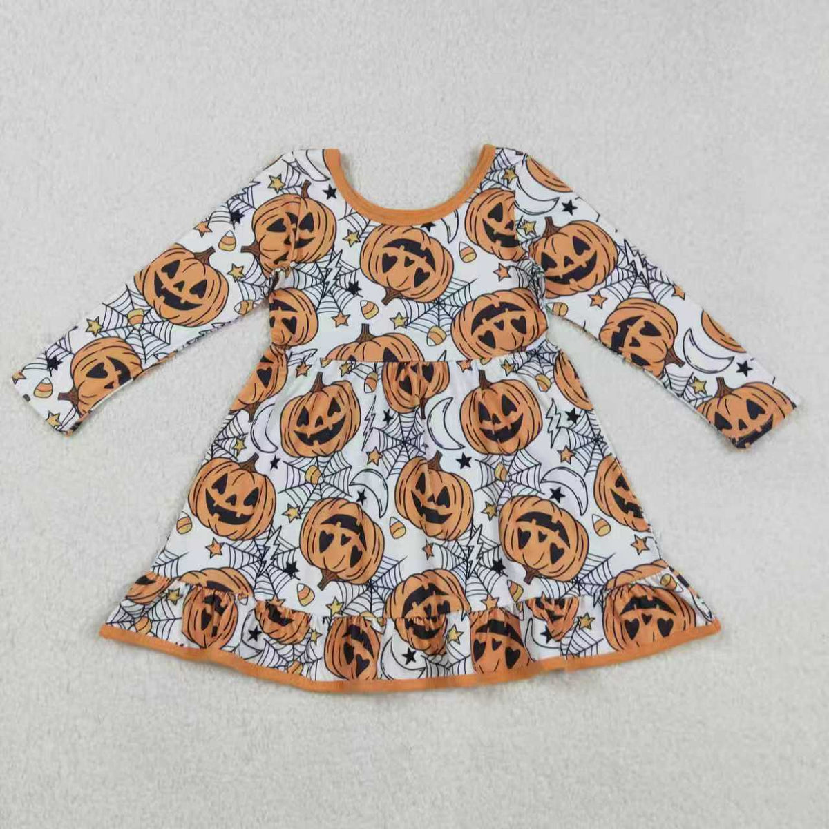Sibling Baby Boys Girls Ghost Pumpkins Halloween Pajamas Sets Rompers Knee Length Dresses