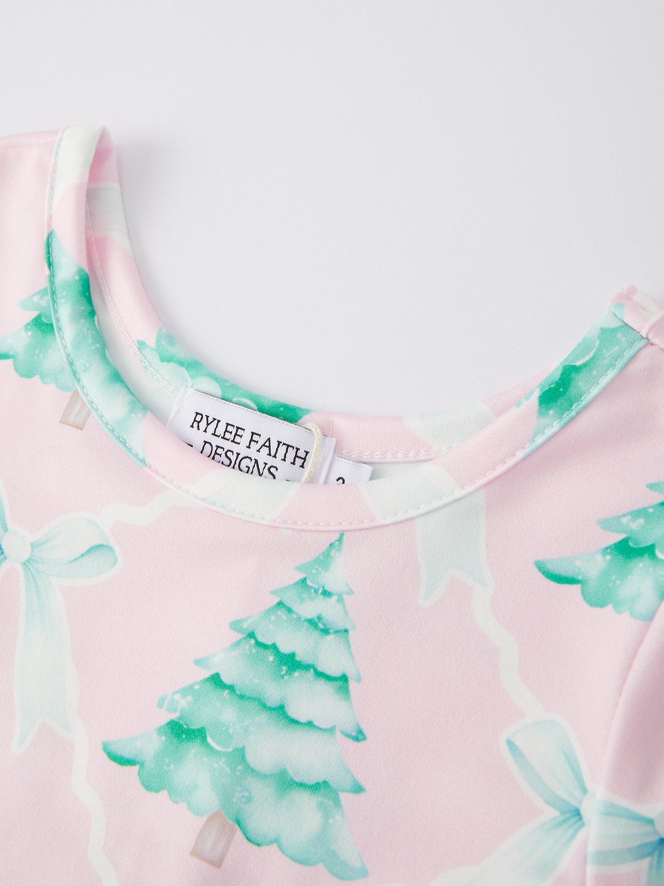 Christmas Tree Bow Print Girls Dress