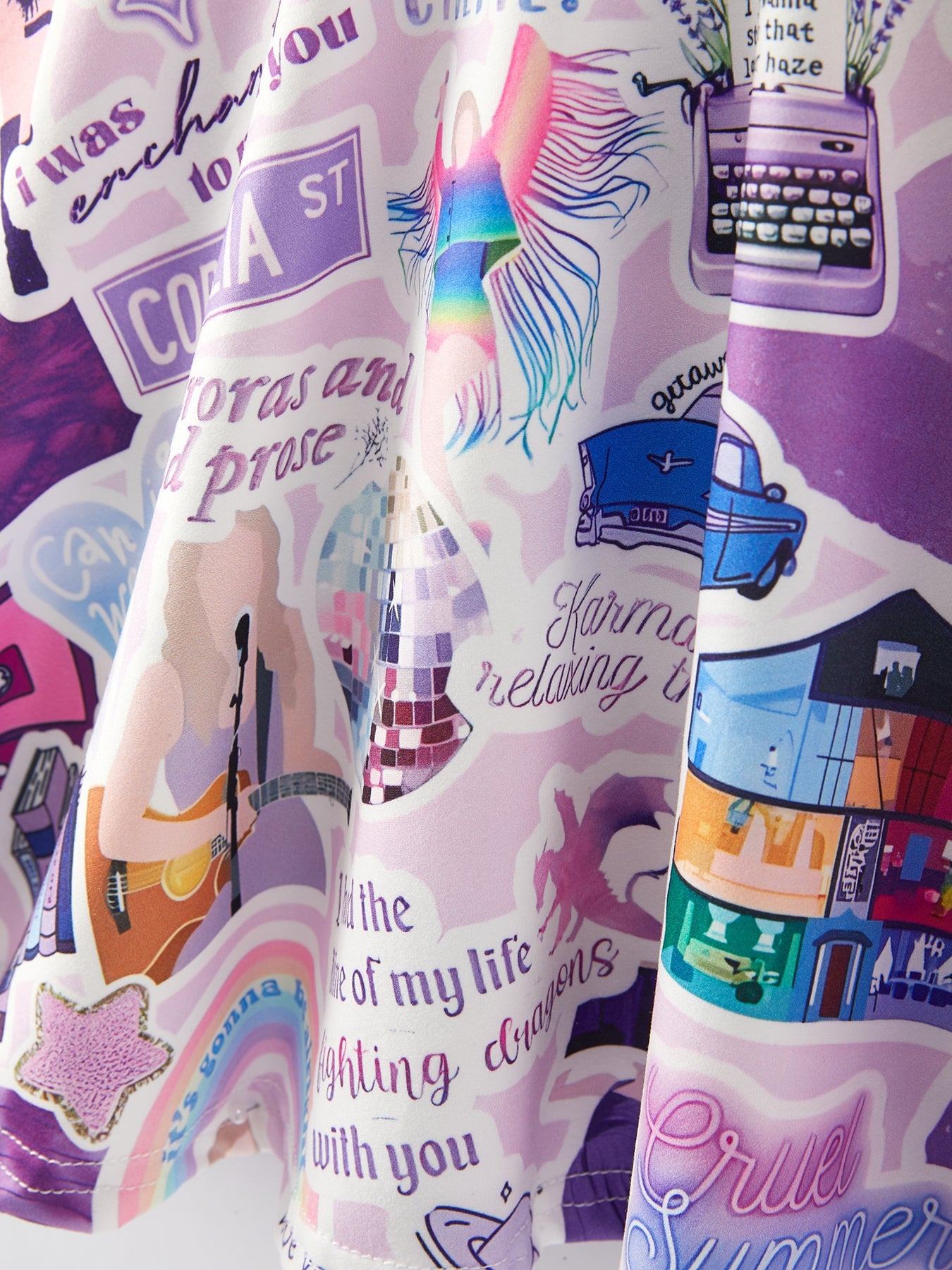 Ts lavender Twirly Print Girls Milk Silk Dress