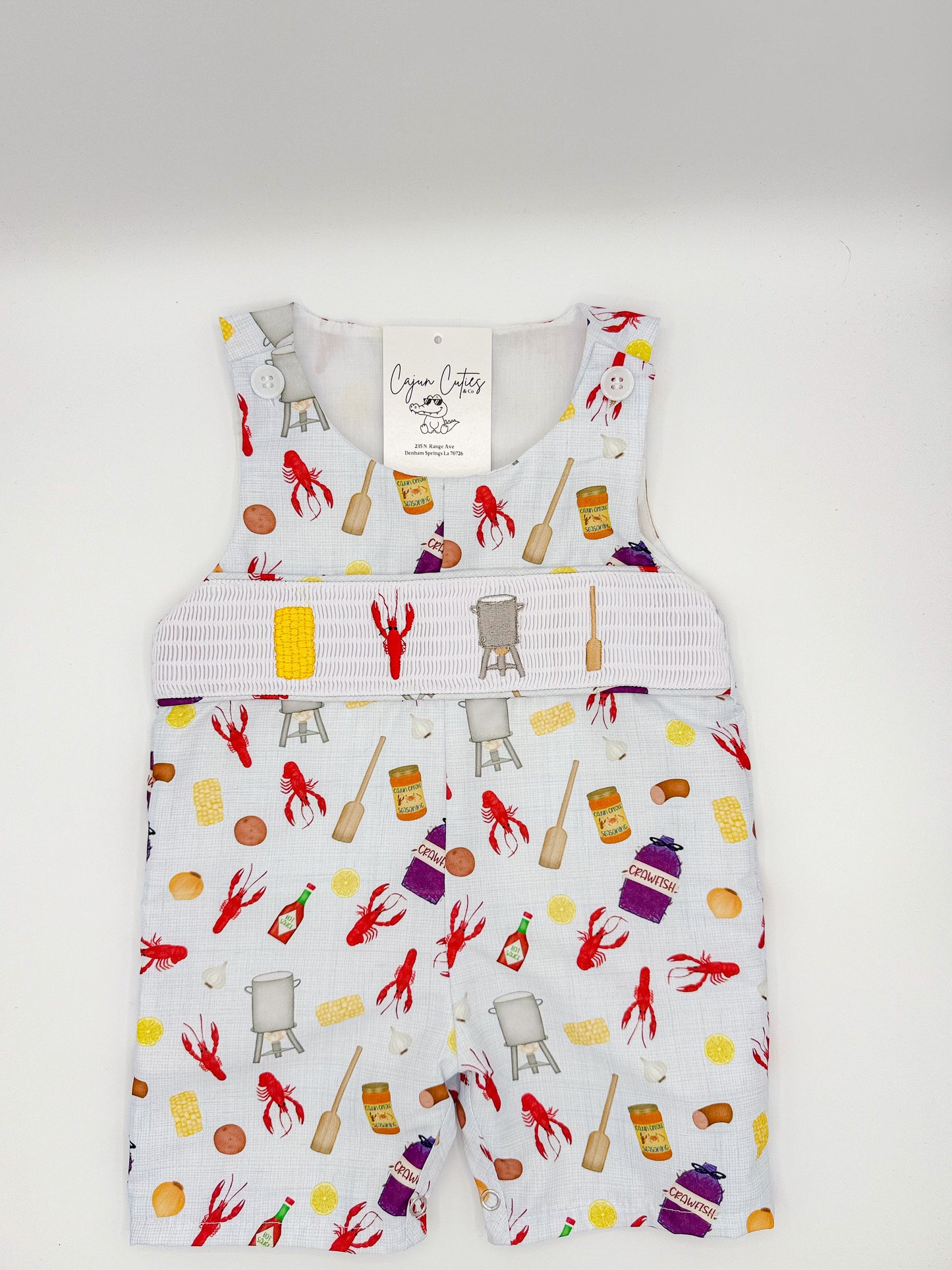 Adorable Crawfish Smocked Children's Outfit JonJon | Southern-Themed Smocked Clothes