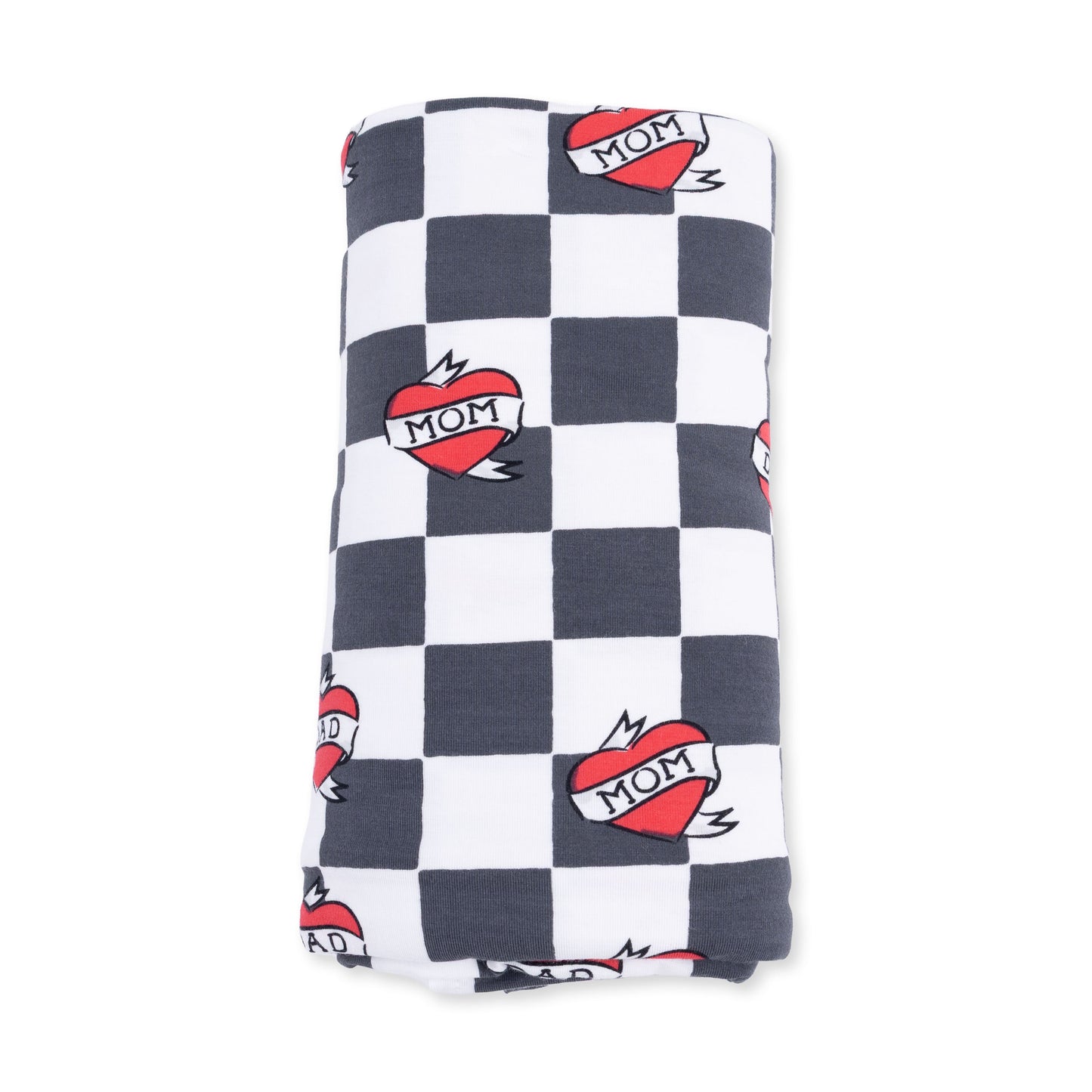 Heart Tattoo Check Black - Swaddle Blanket
