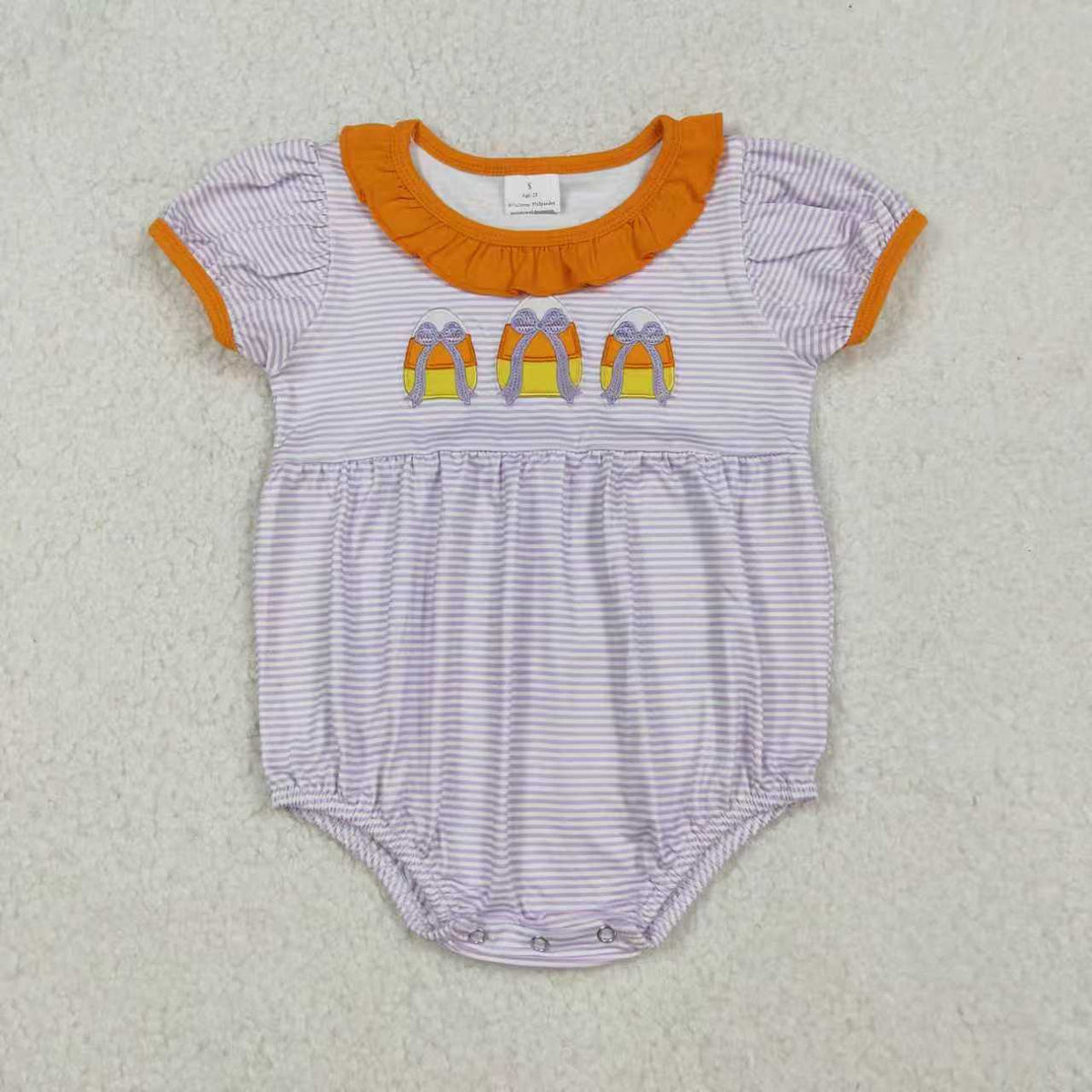 Sibling Baby Girls Embroidery Bows Candy Stripe Pockets Halloween Knee Length Dresses Rompers