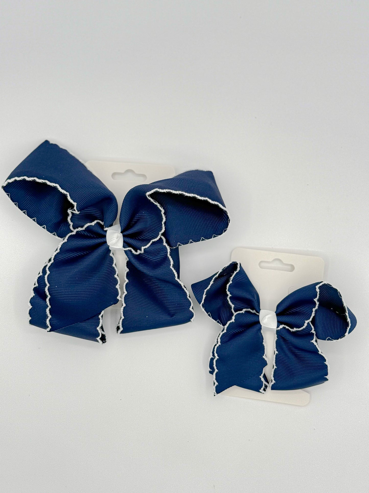 White Lace Trim Hair Bows