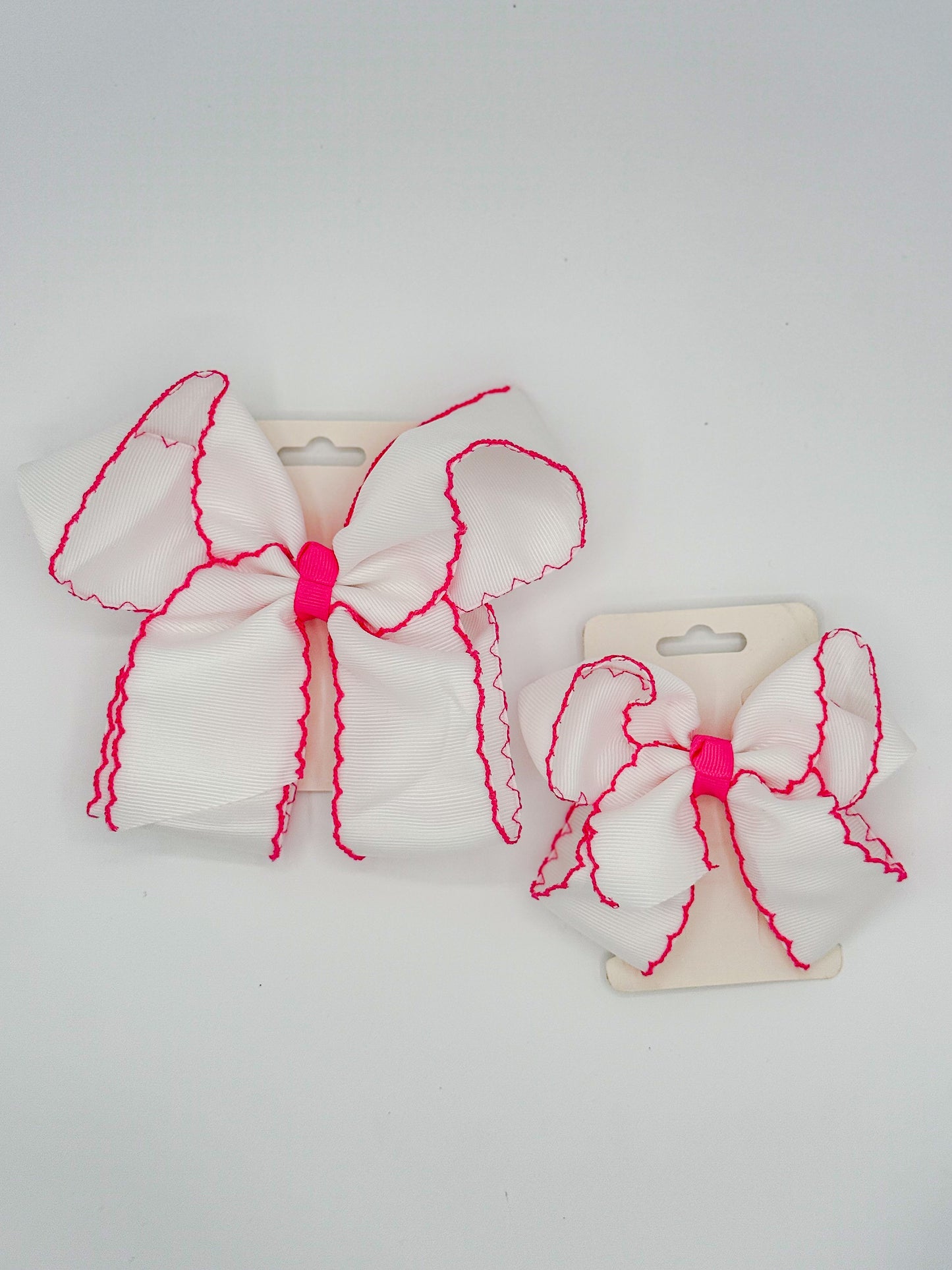 White Lace Trim Hair Bows