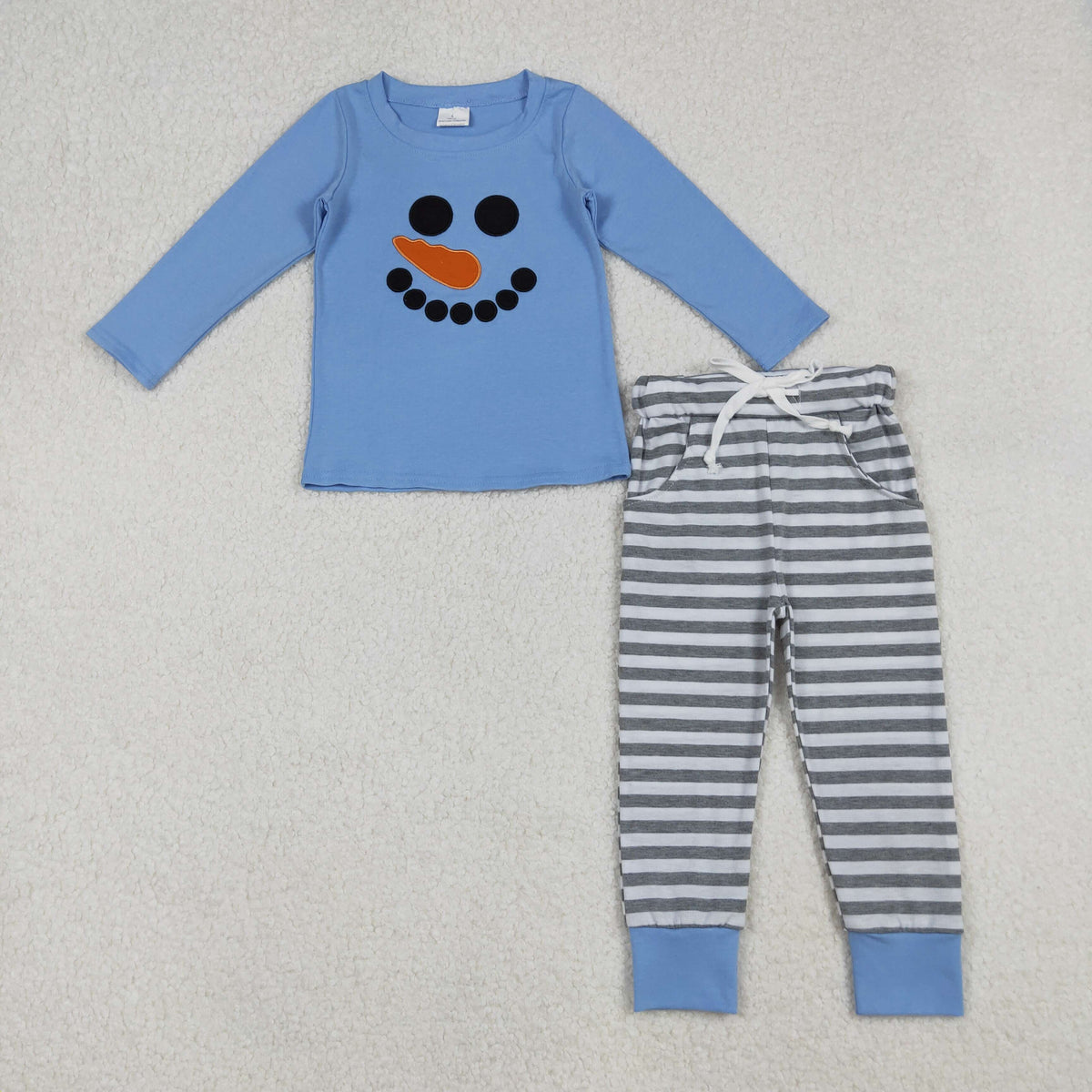Sibling Baby Boys Girls Embroidery Snowmen Top Stripe Leggings Pants Christmas Clothes Sets