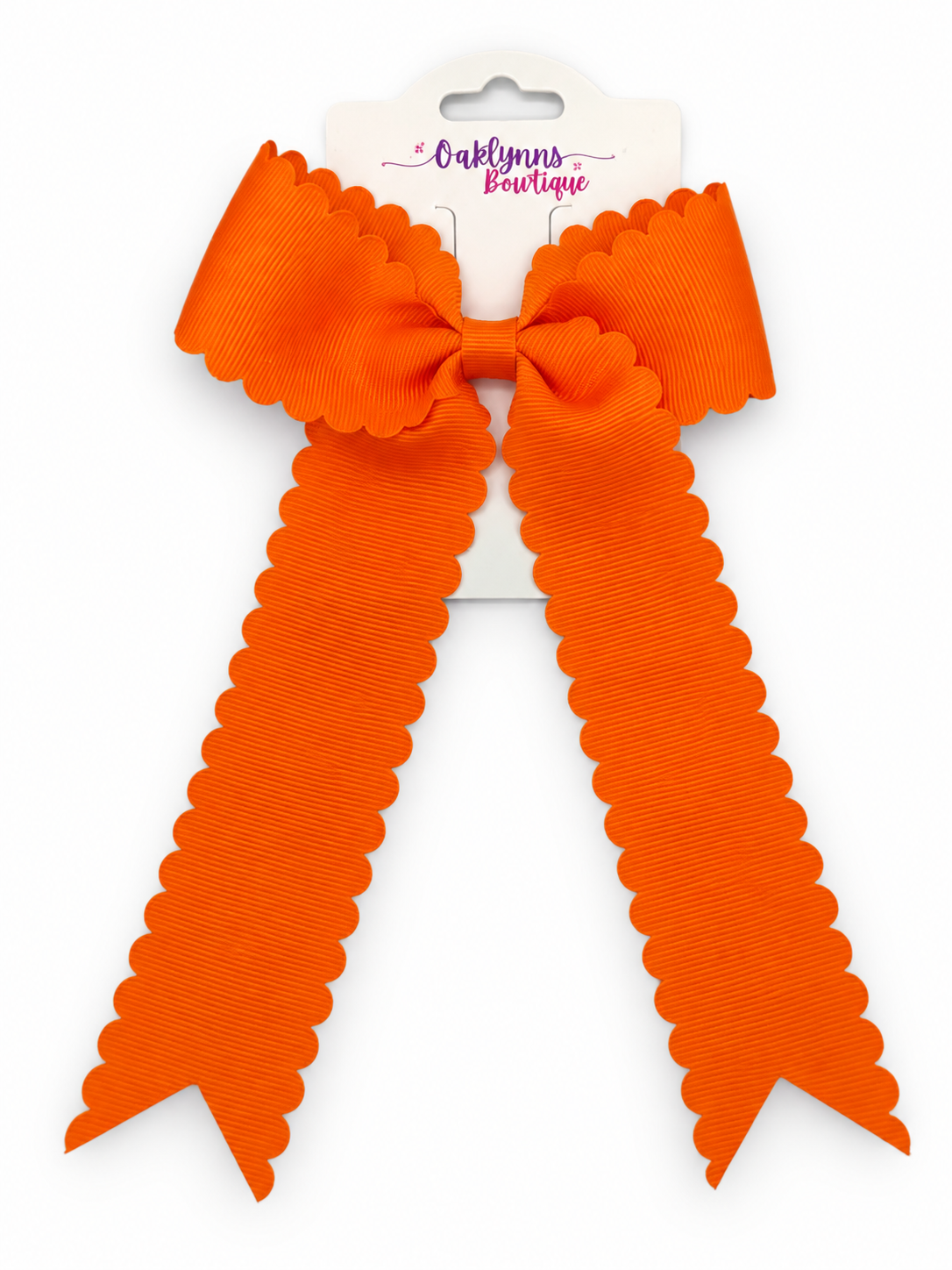 Scalloped Hair Bow Tangerine Orange