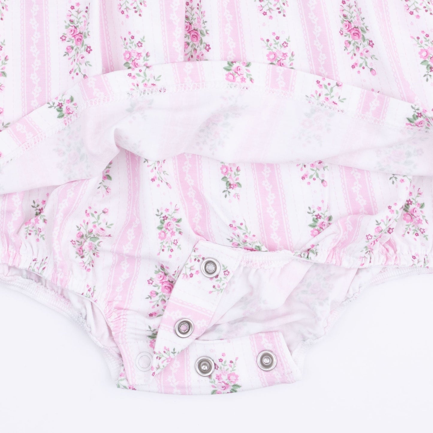 Bella Rose Stripe - Long Sleeve Smocked Ruffle Bubble with Skirt