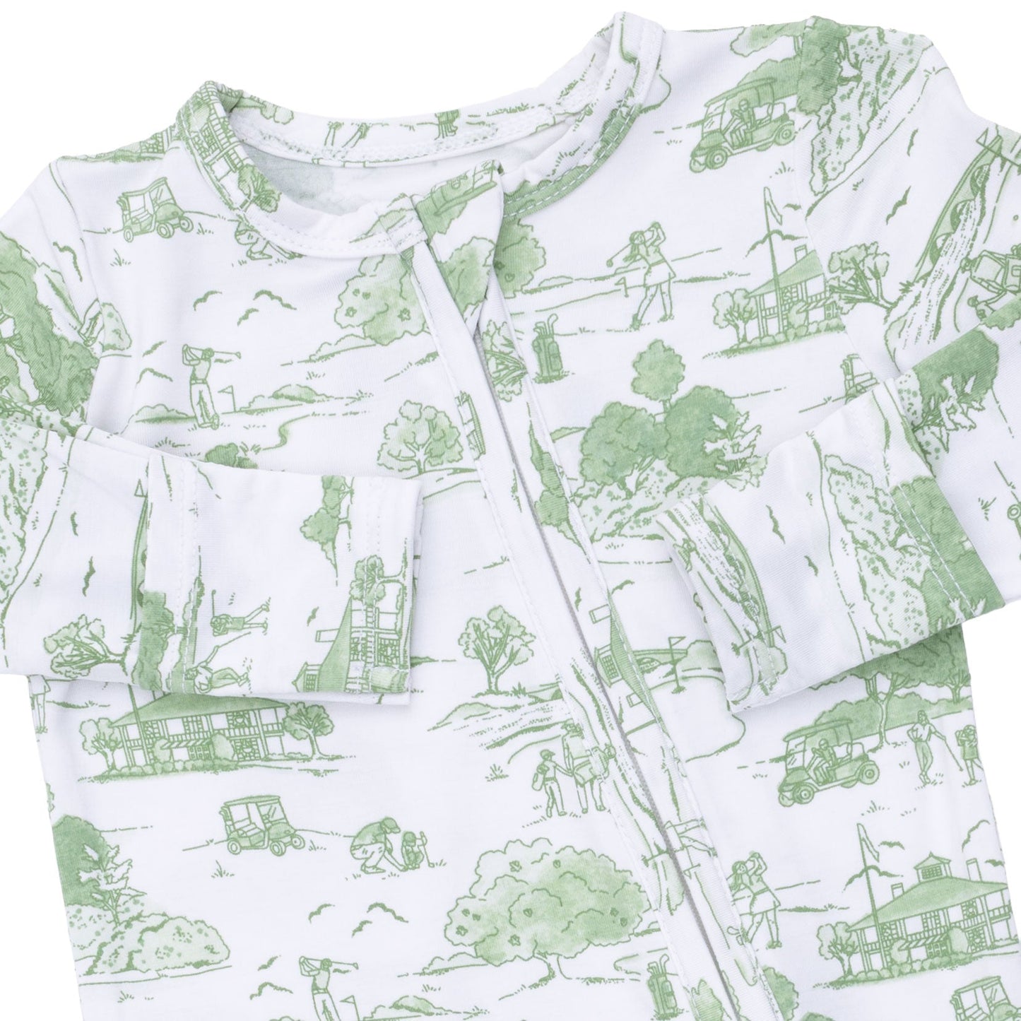 Golf Toile Green - 2 Way Zipper Footie