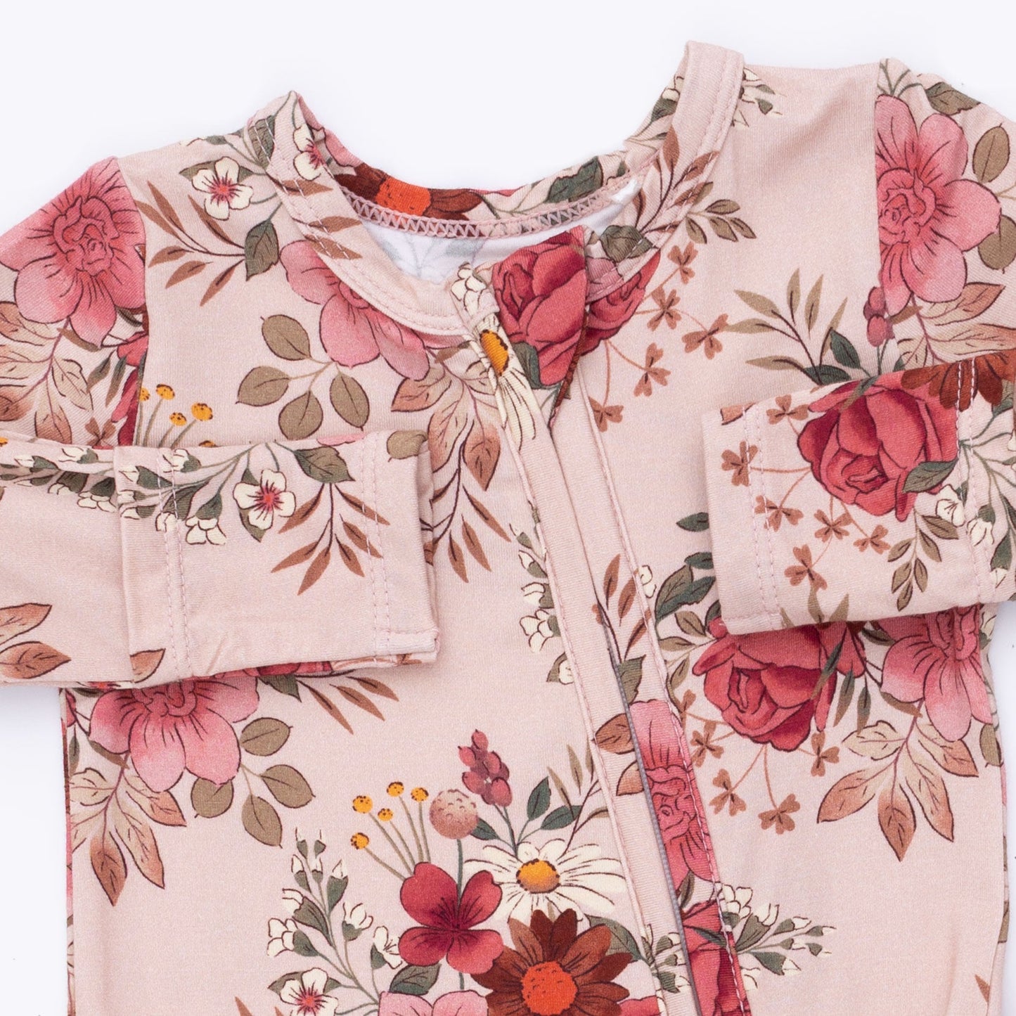 Sabrina Floral - 2 Way Ruffle Back Zipper Footie