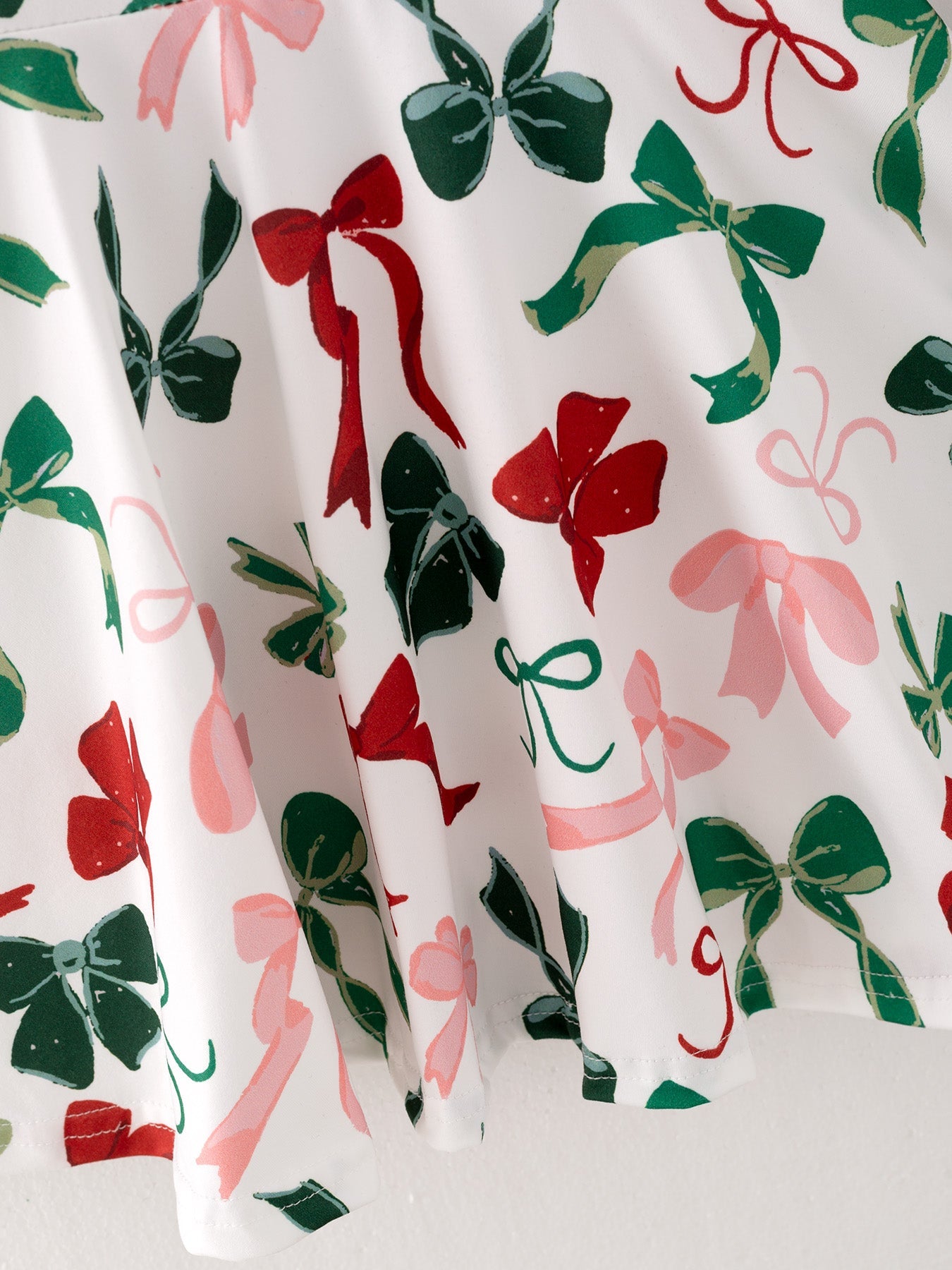 Girls Christmas Bow Print Dress