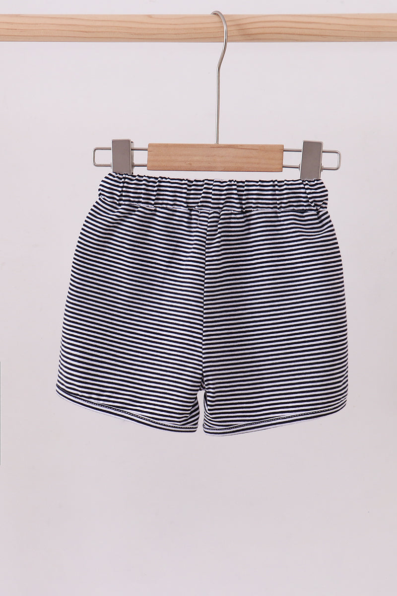 Premium Navy&white stripe drawstring shorts