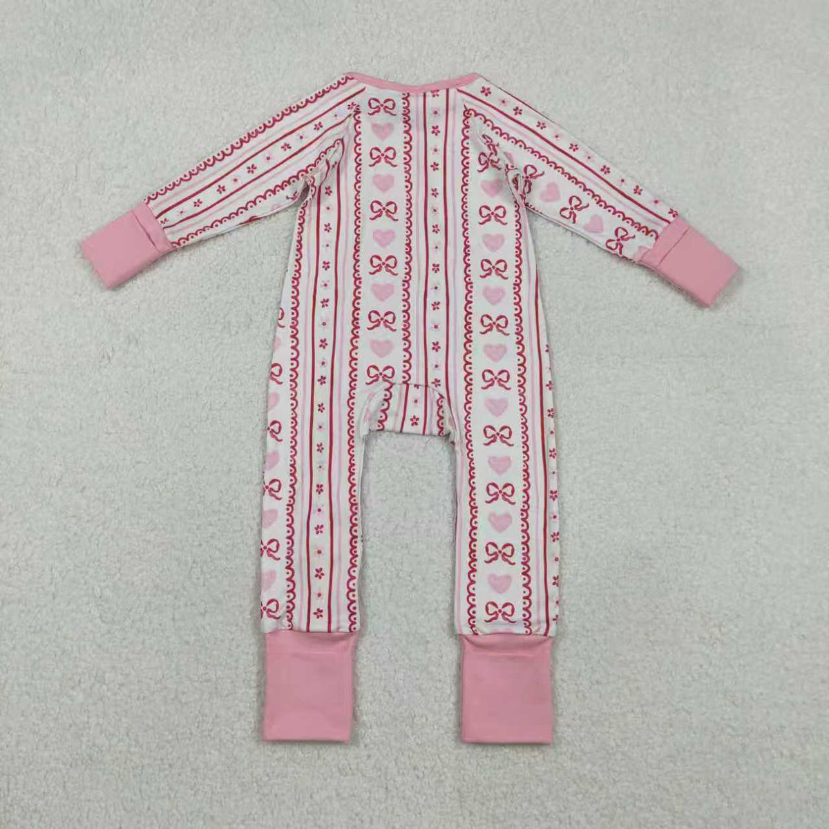 Sibling Baby Girls Bows Hearts Stripe Pants Pockets Shorts Pajamas Clothes Sets Ruffle Zip Rompers