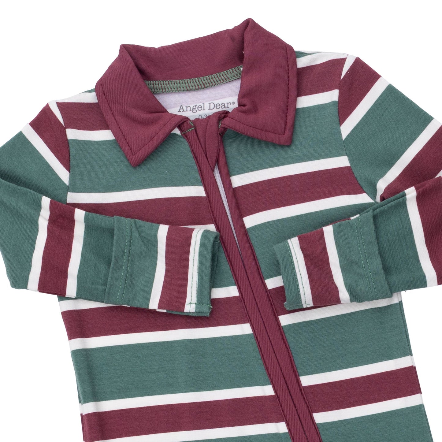 Rugby Stripe Green - Polo 2 Way Zipper Footie