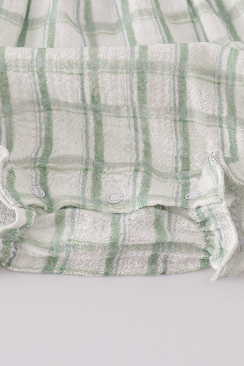 Premium sage ruffle plaid bubble