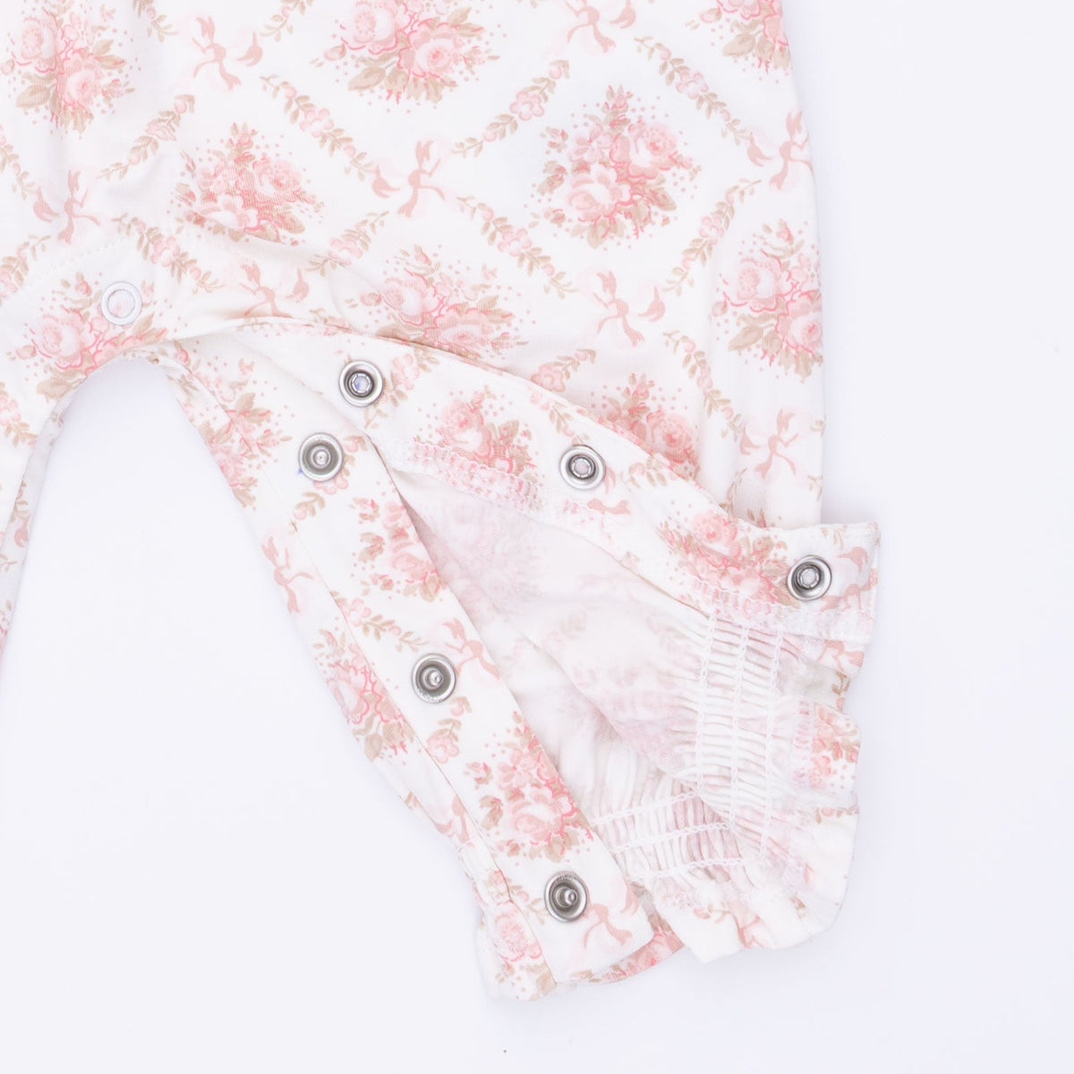 Rose Bow Lattice - Smocked Long Sleeve Romper