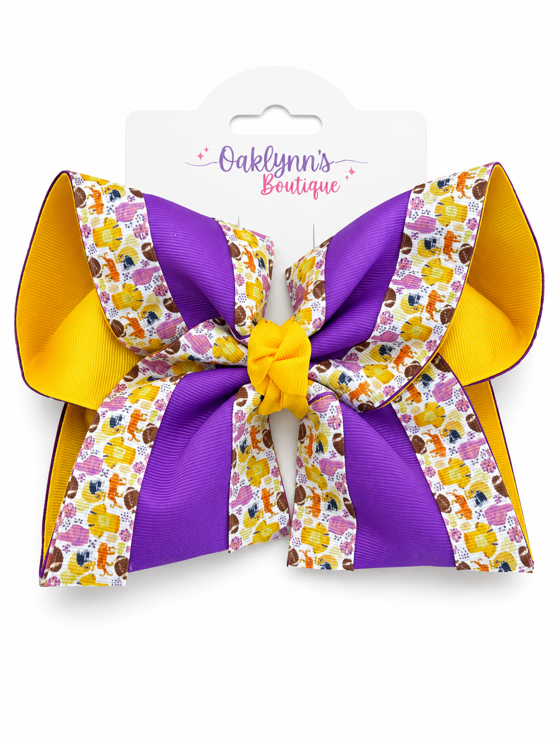 Purple & Gold Printed Bow