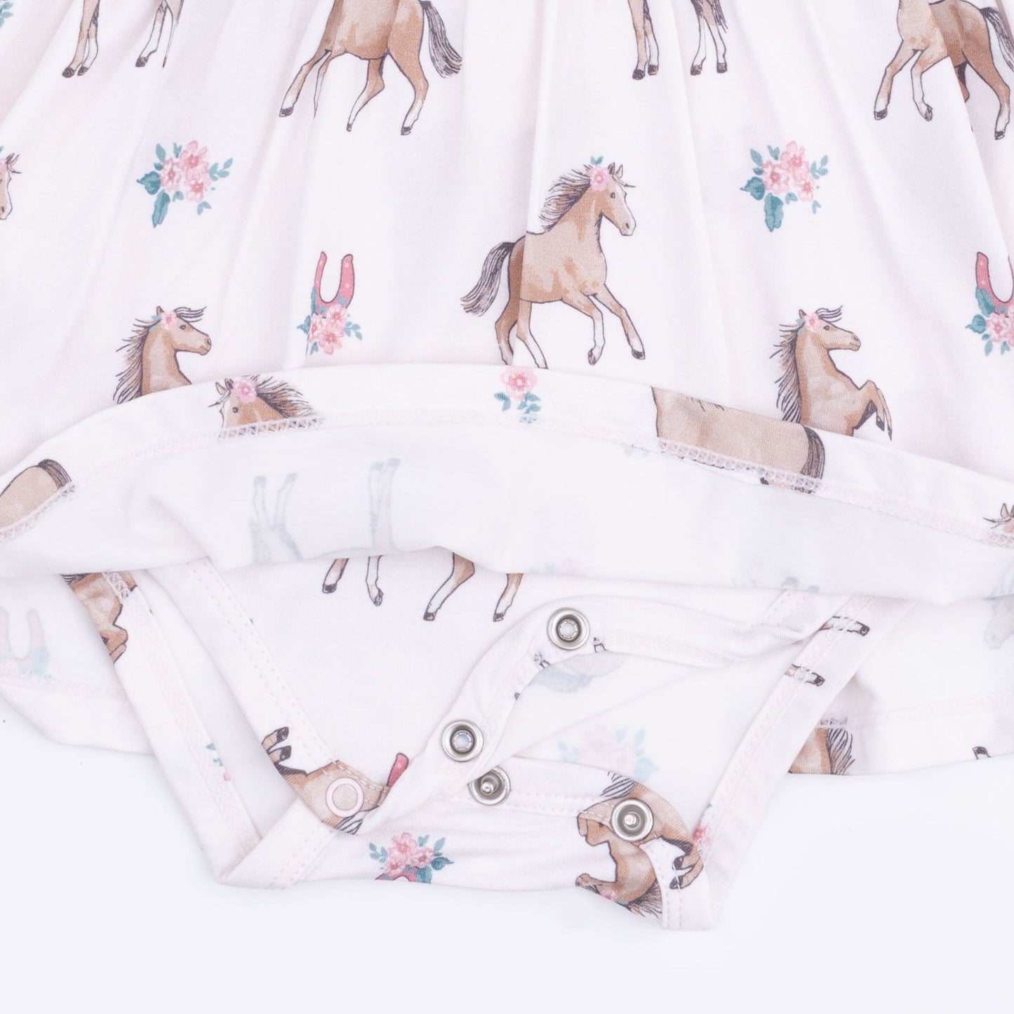I Love Horses - Long Sleeve Ruffle Bodysuit Dress