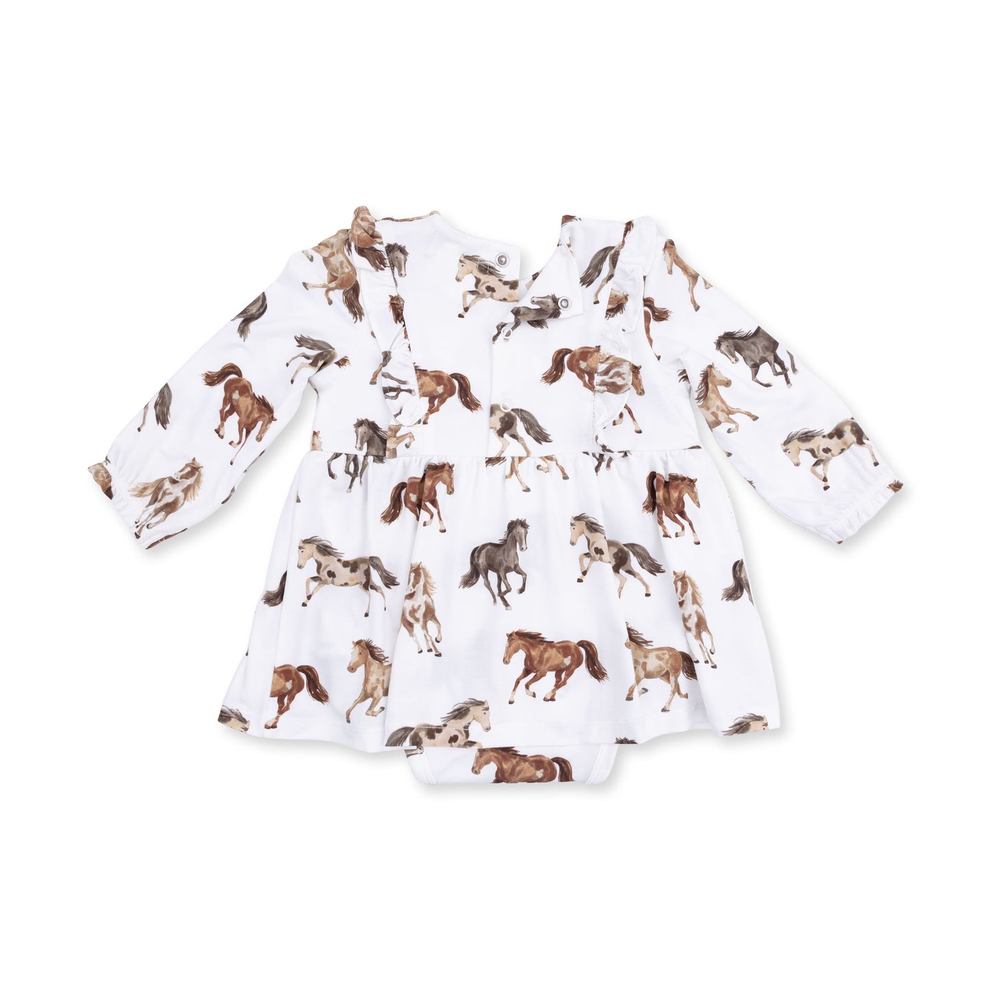 Wild Horses - Long Sleeve Ruffle Bodysuit Dress