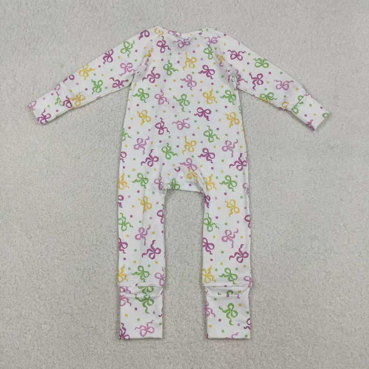 Sibling Baby Girls Mardigras Bows Polka Dots Pants Pajamas Set Zipper Convertible Rompers