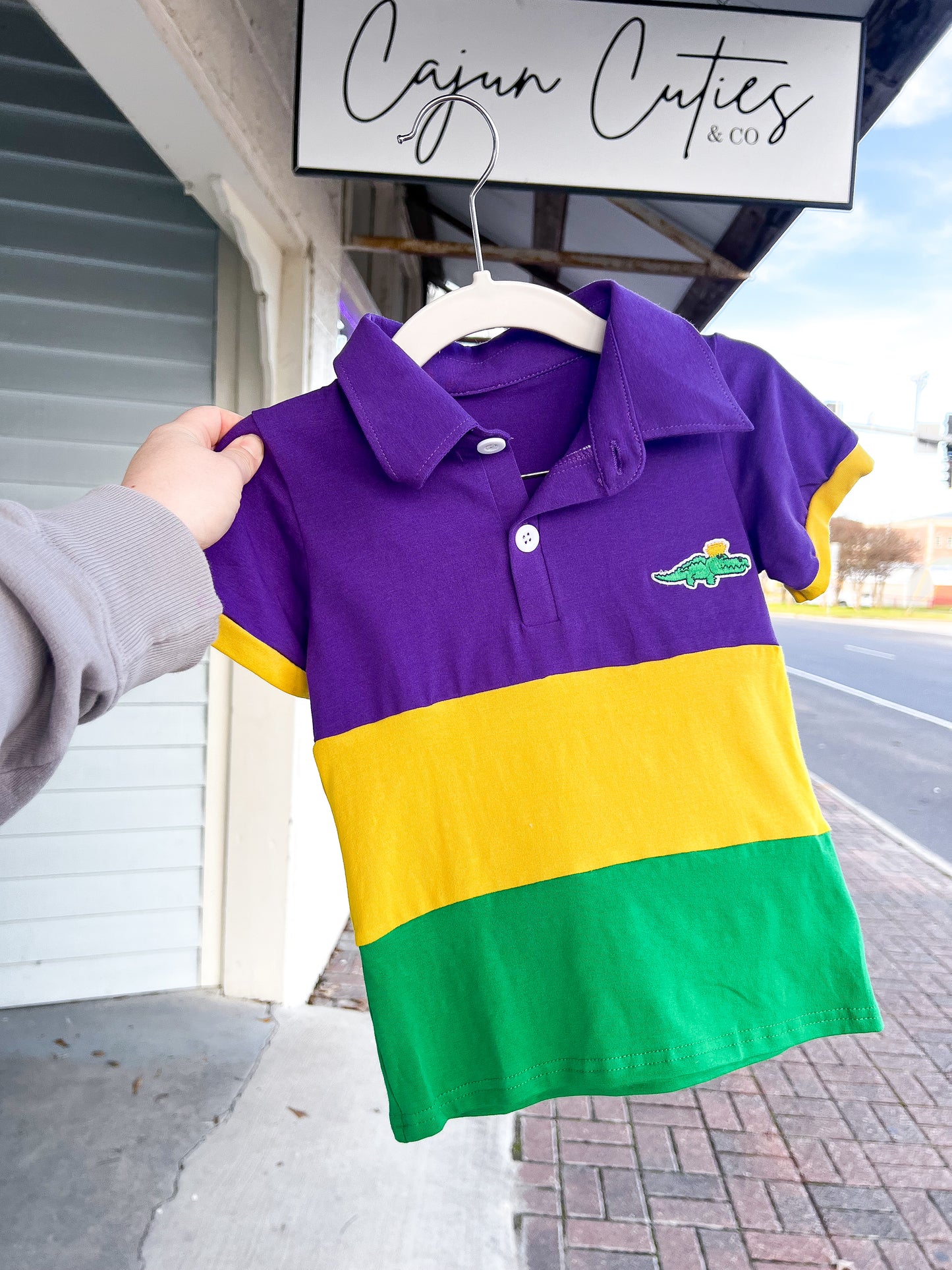 Mardi Gras Color Block Polo Shirt