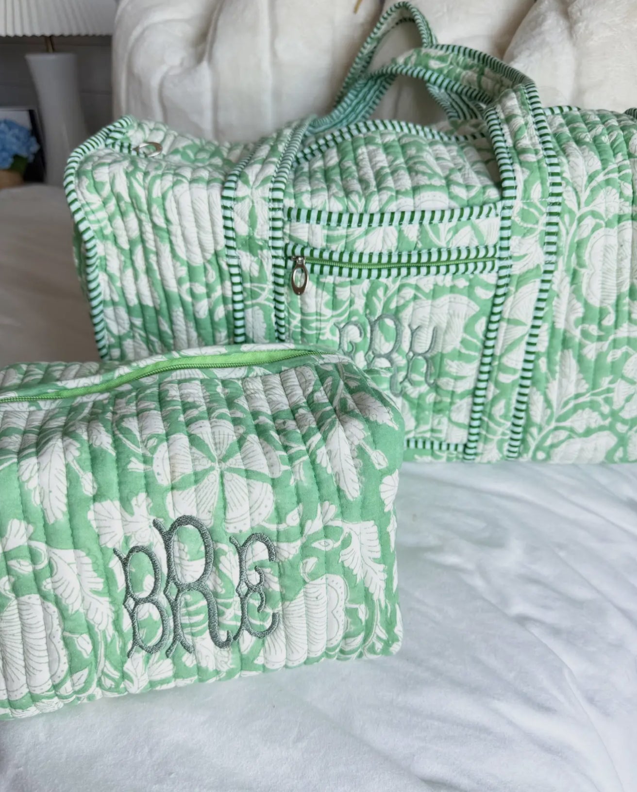 Quilted Block-Print Duffel Bag